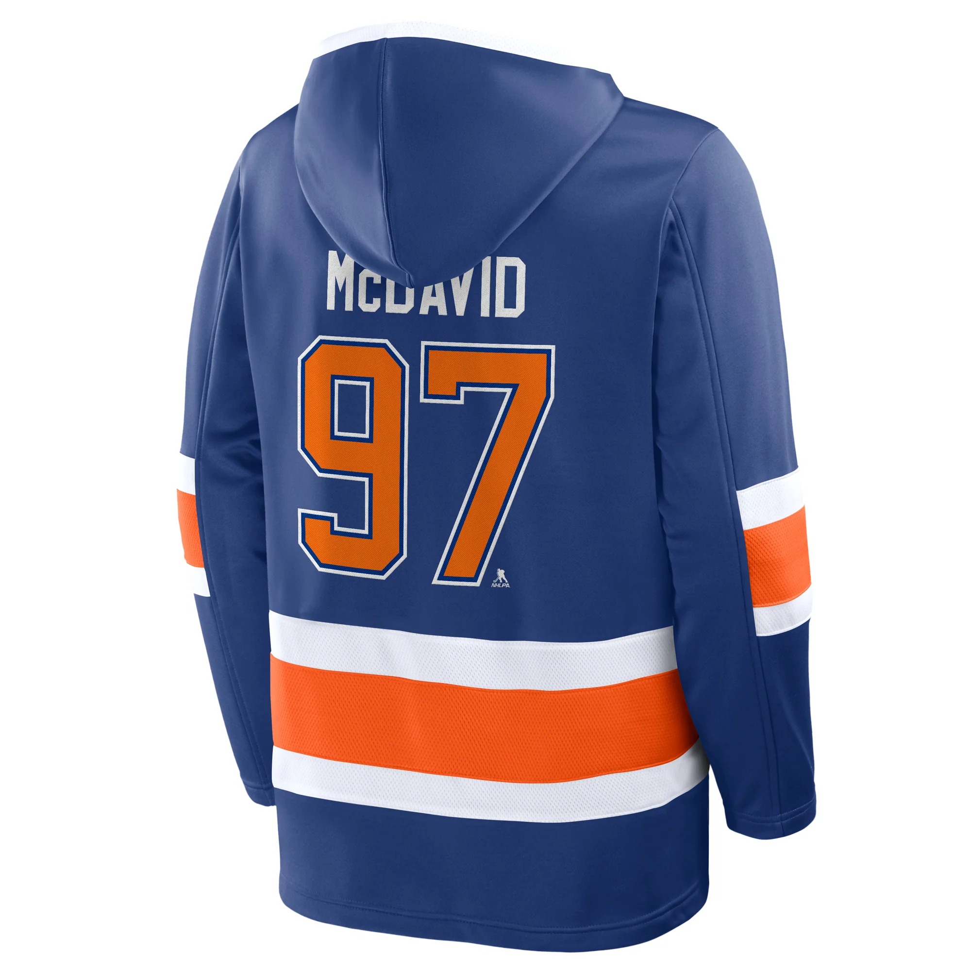 Connor McDavid Edmonton Oilers Fanatics Name & Number Blue Fleece Lace-Up Hoodie - Image 3
