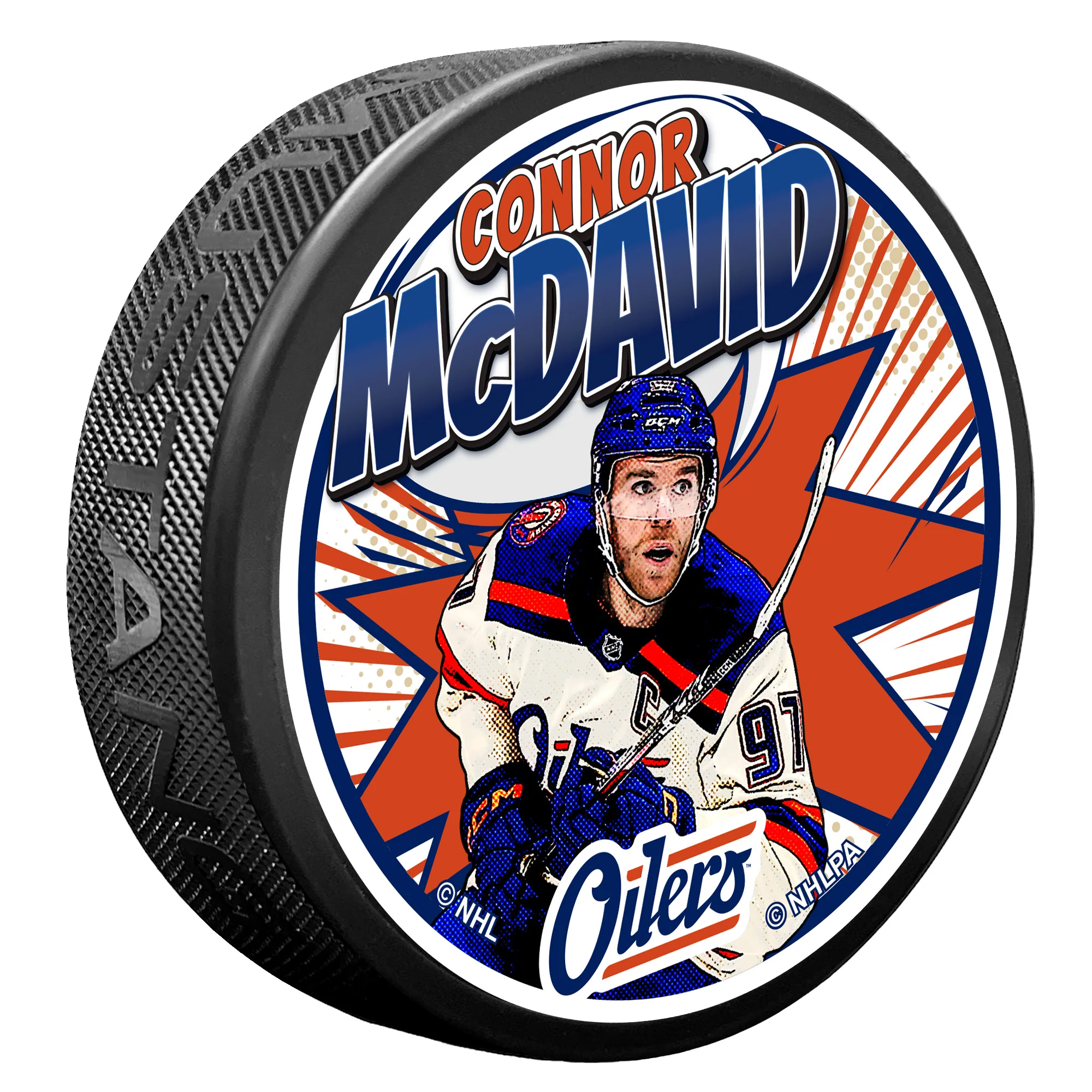 Connor McDavid Edmonton Oilers Textured Kaboom Puck