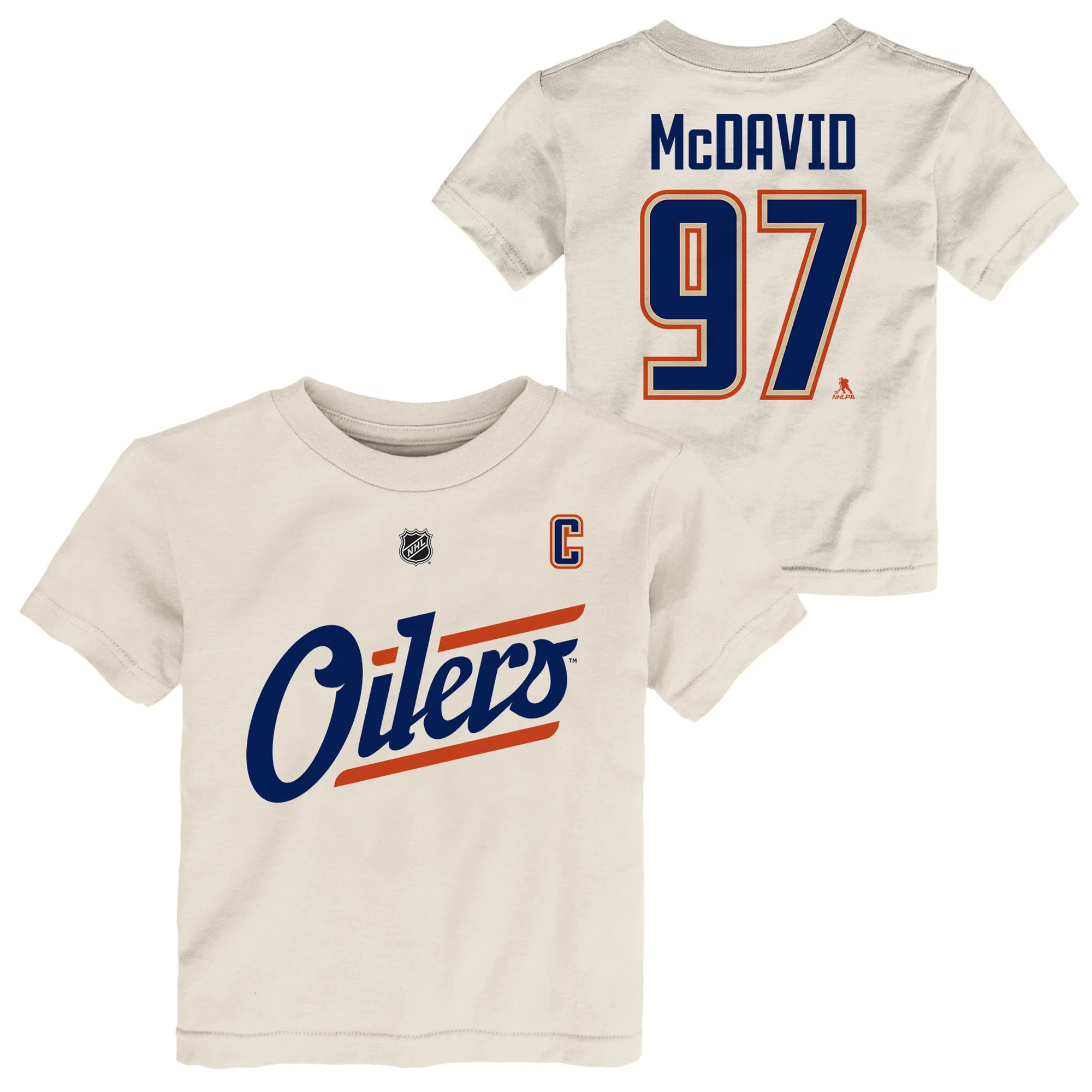 Connor McDavid Edmonton Oilers Toddler Outerstuff Cream Alternate Logo Player Name & Number T-Shirt - Image 3