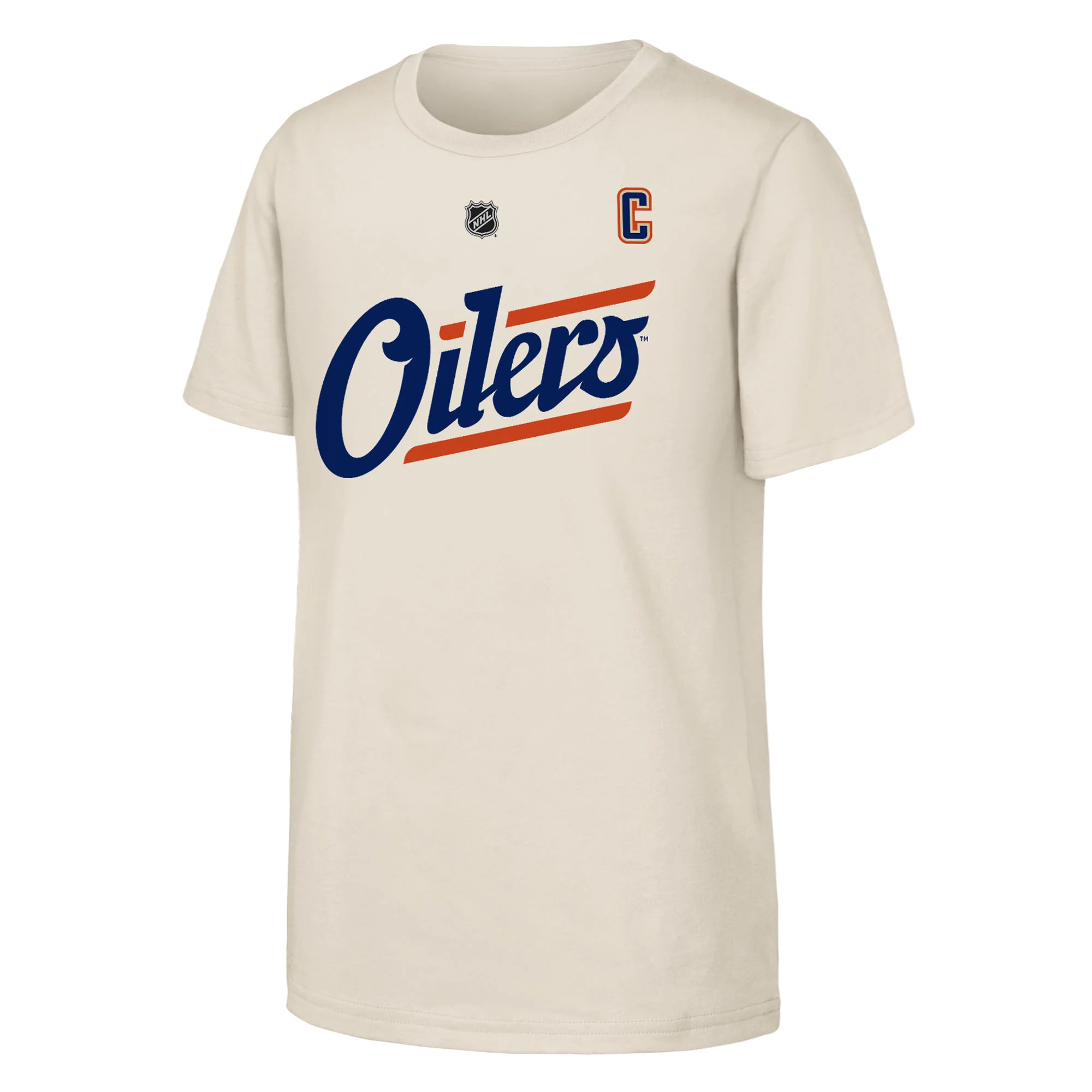 Connor McDavid Edmonton Oilers Youth Outerstuff Cream Alternate Logo Player Name & Number T-Shirt - Image 2