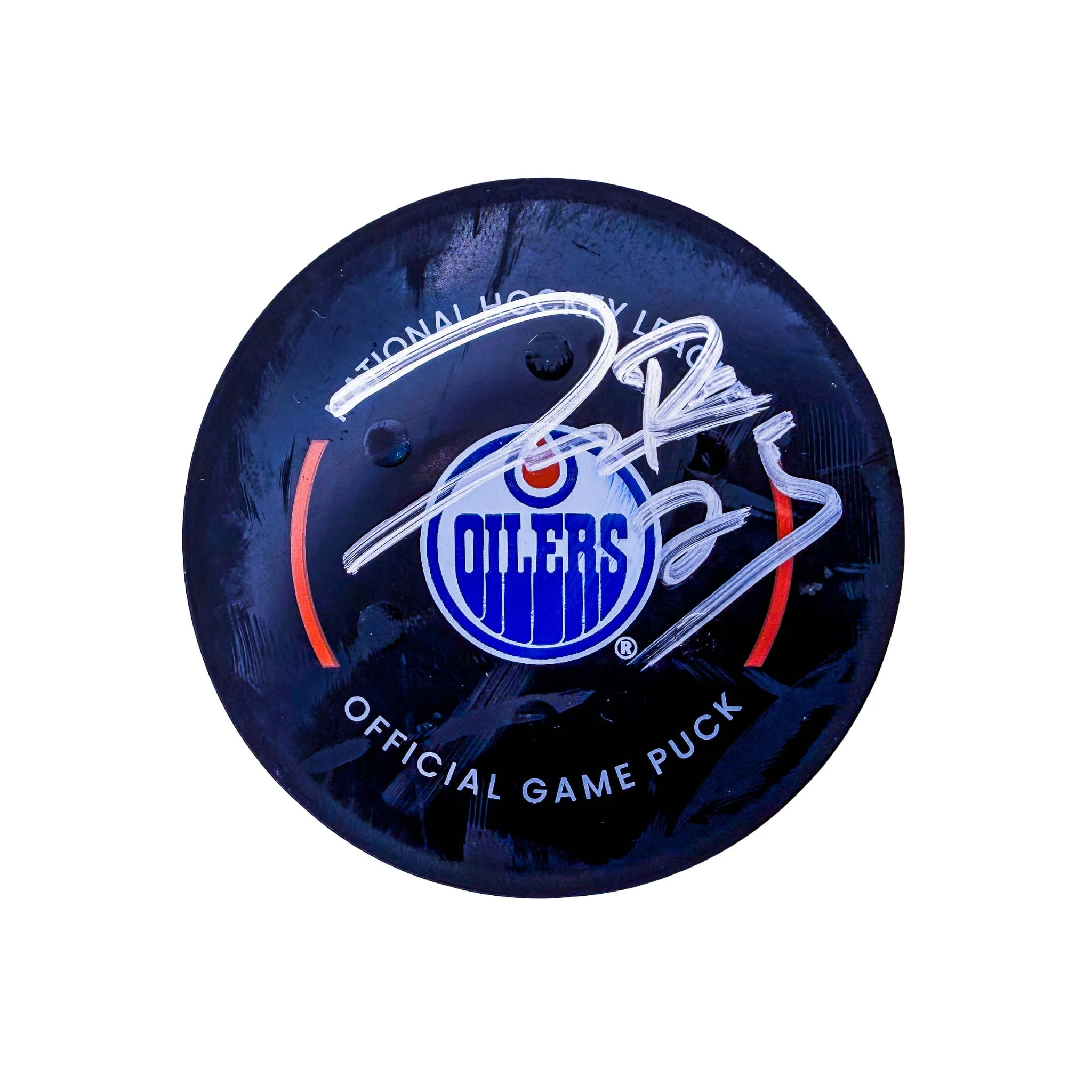 Darnell Nurse Edmonton Oilers Autographed Playoff Goal Puck - May. 1/2025 vs Los Angeles Kings #25109