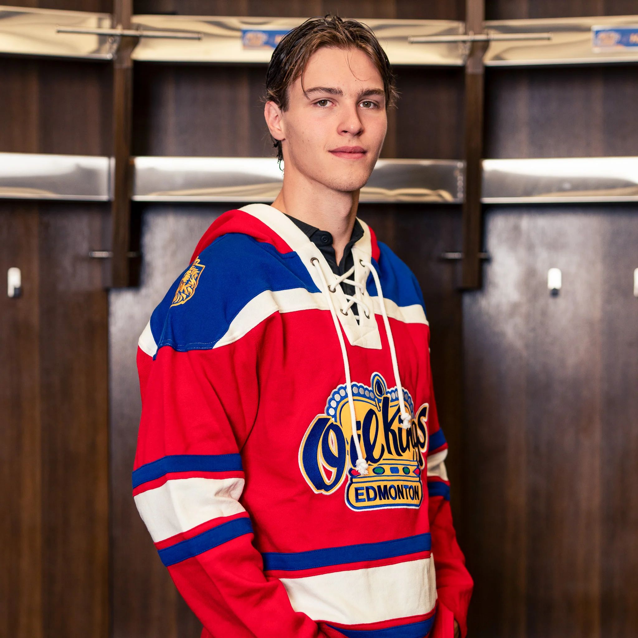 Edmonton Oil Kings '47 Red & Blue Superior Lacer Hoodie - Image 2