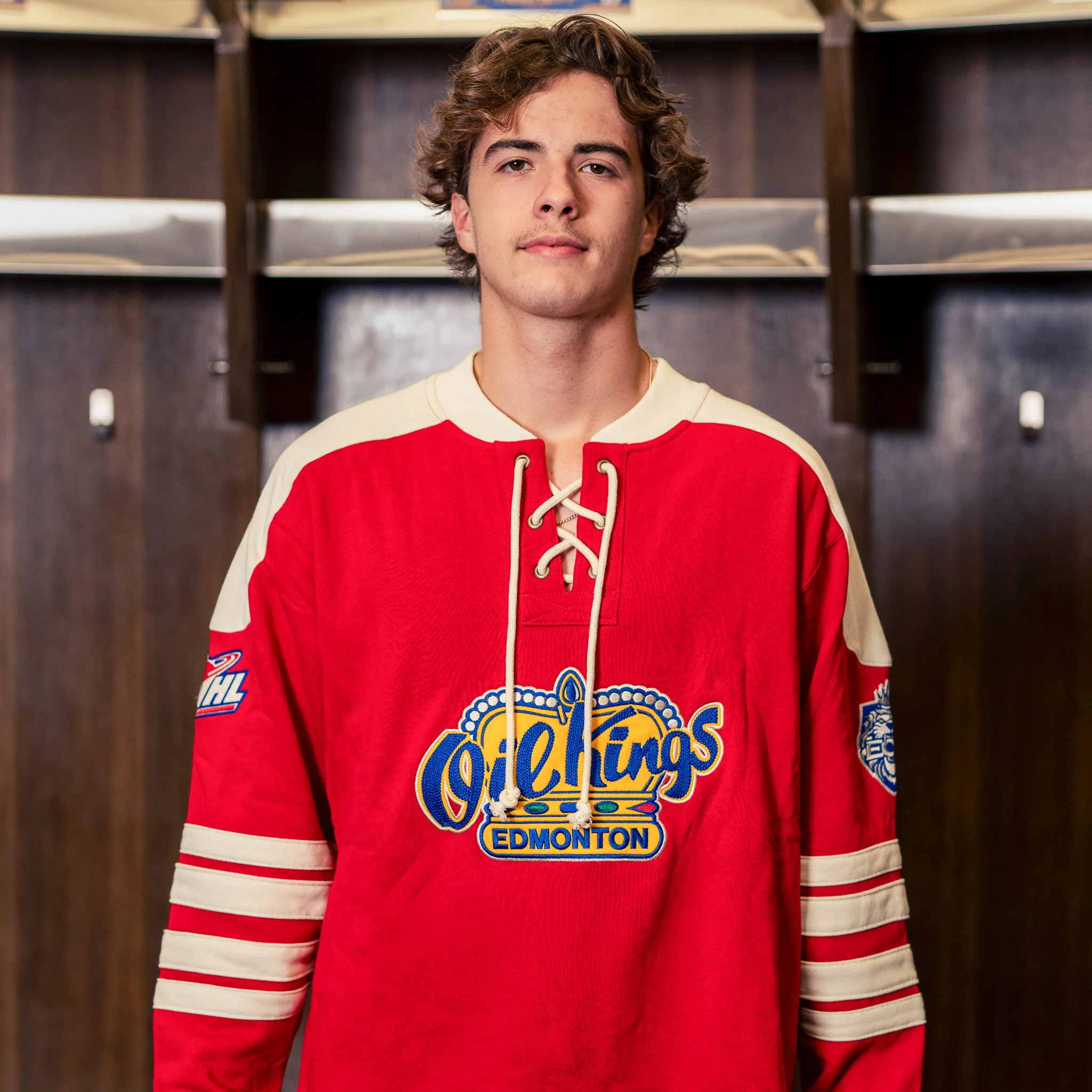 Edmonton Oil Kings '47 Red Golden Age Eternal Lacer Crewneck Sweatshirt - Image 4