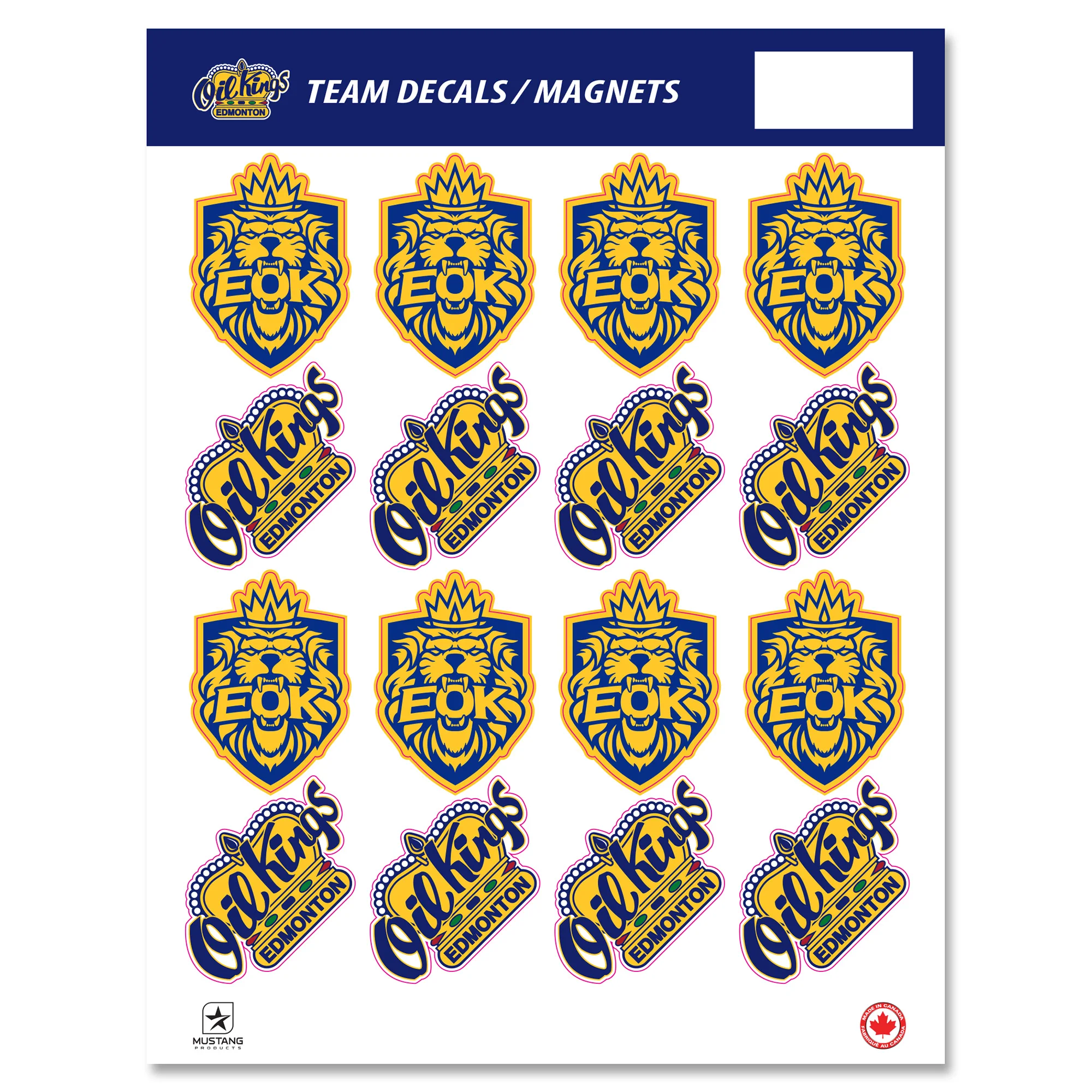 Edmonton Oil Kings Multi Logo 8" x 11" Decal Sheet