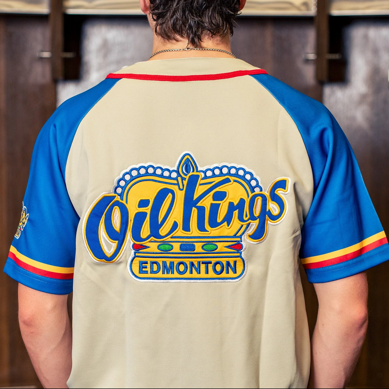 Edmonton Oil Kings Something Inked Cream Fauxback Button Up Jersey