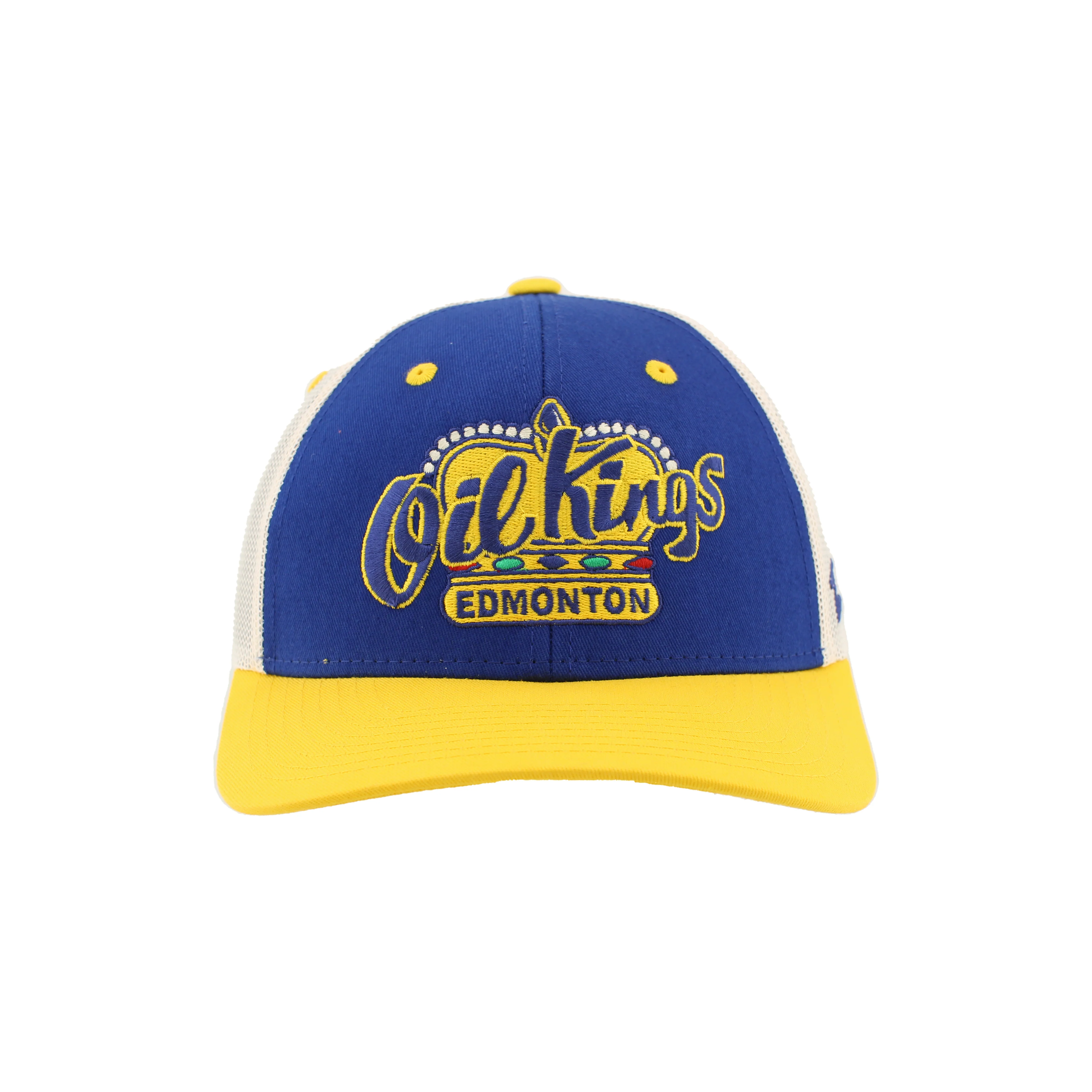 Edmonton Oil Kings Zephyr Blue & Yellow Dakota Mesh Snapback Hat - Image 5