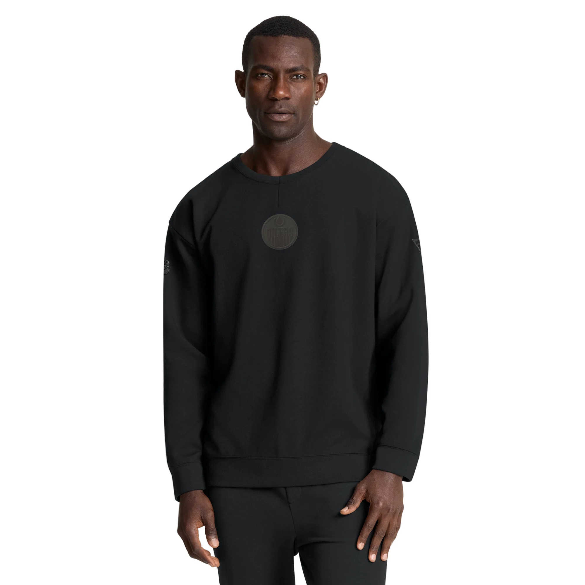 Edmonton Oilers 2025-26 Fanatics Authentic Pro Road Black Crewneck Sweatshirt