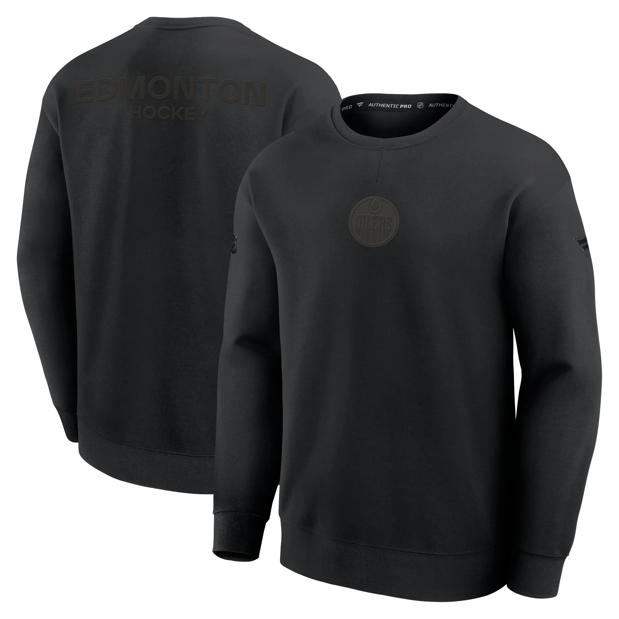 Edmonton Oilers 2025-26 Fanatics Authentic Pro Road Black Crewneck Sweatshirt - Image 5