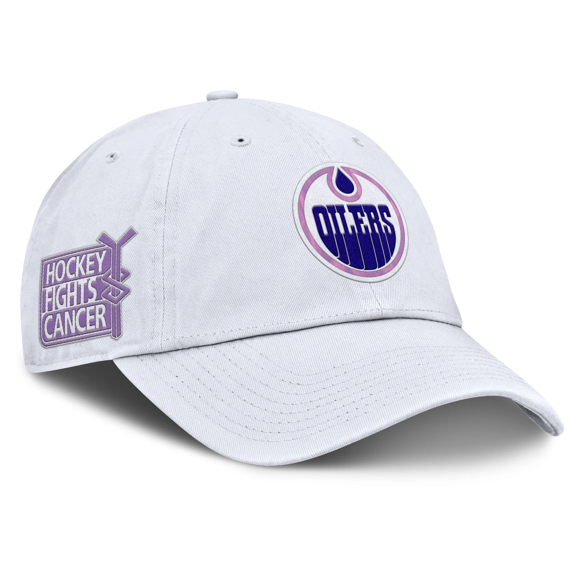 Edmonton Oilers 2025-26 Fanatics White Authentic Pro Hockey Fights Cancer Adjustable Hat - Image 3