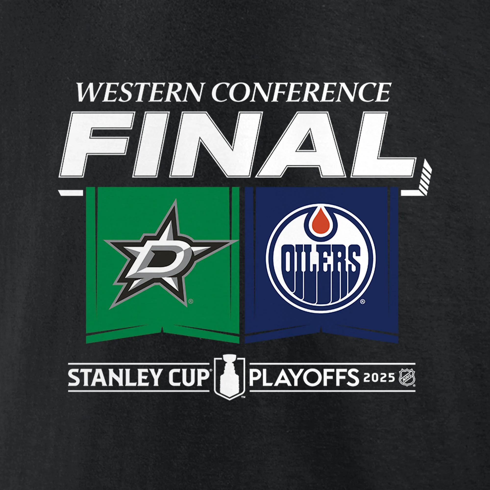 Edmonton Oilers 2025 Stanley Cup Playoffs Western Conference Final Match Up T-Shirt - Image 3