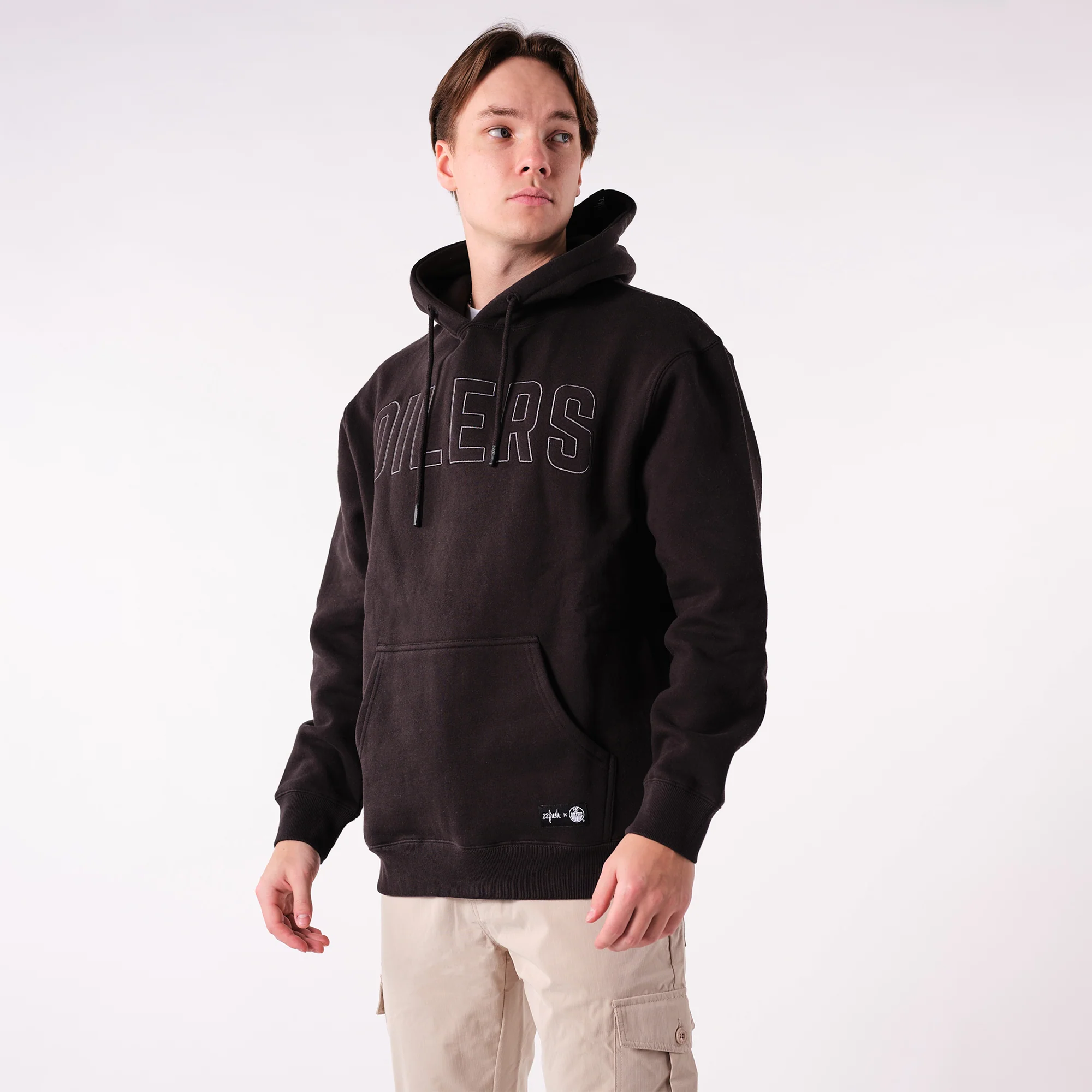 Edmonton Oilers 22Fresh Varsity Script Black Hoodie - Image 2