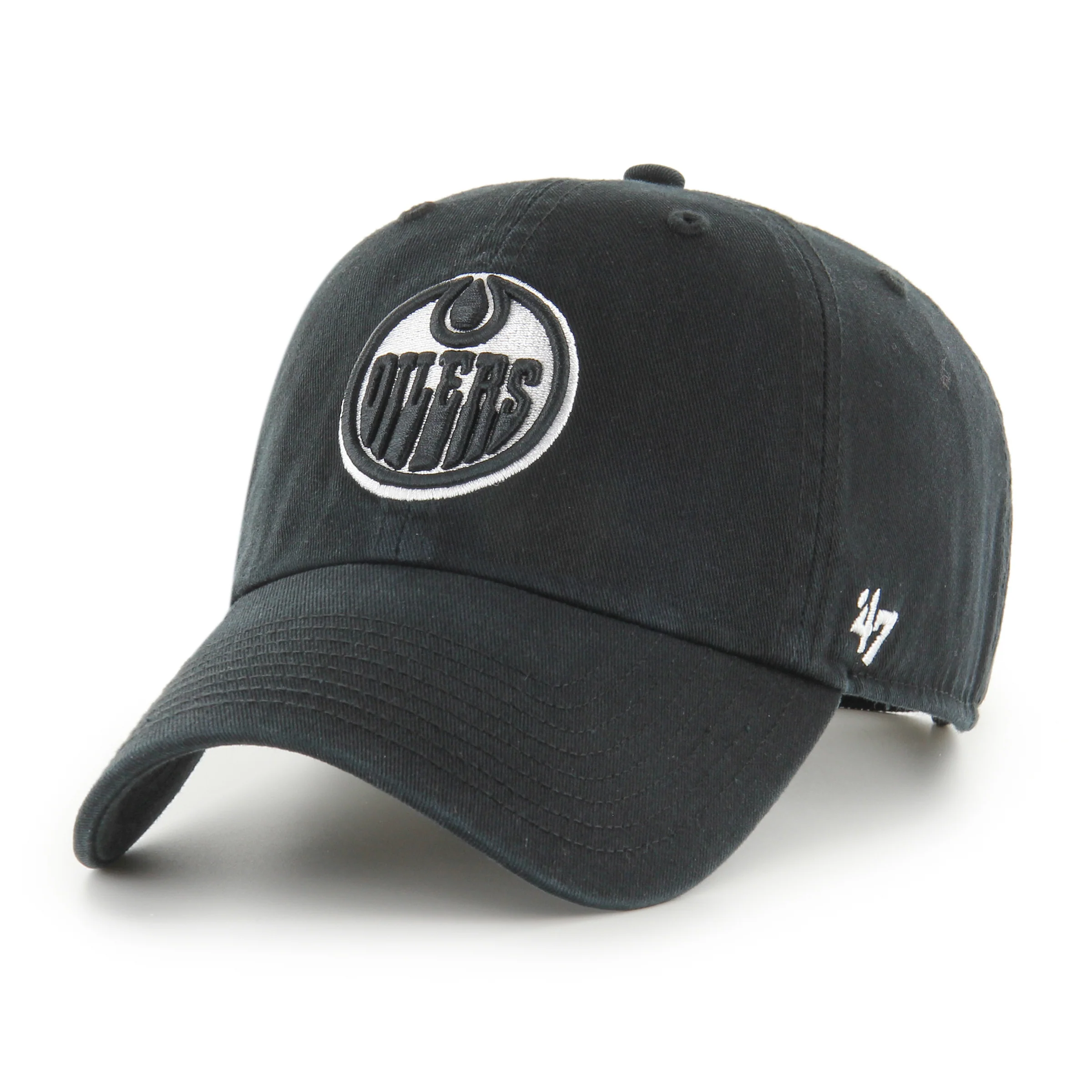 Edmonton Oilers '47 Black & White Clean Up Adjustable Hat