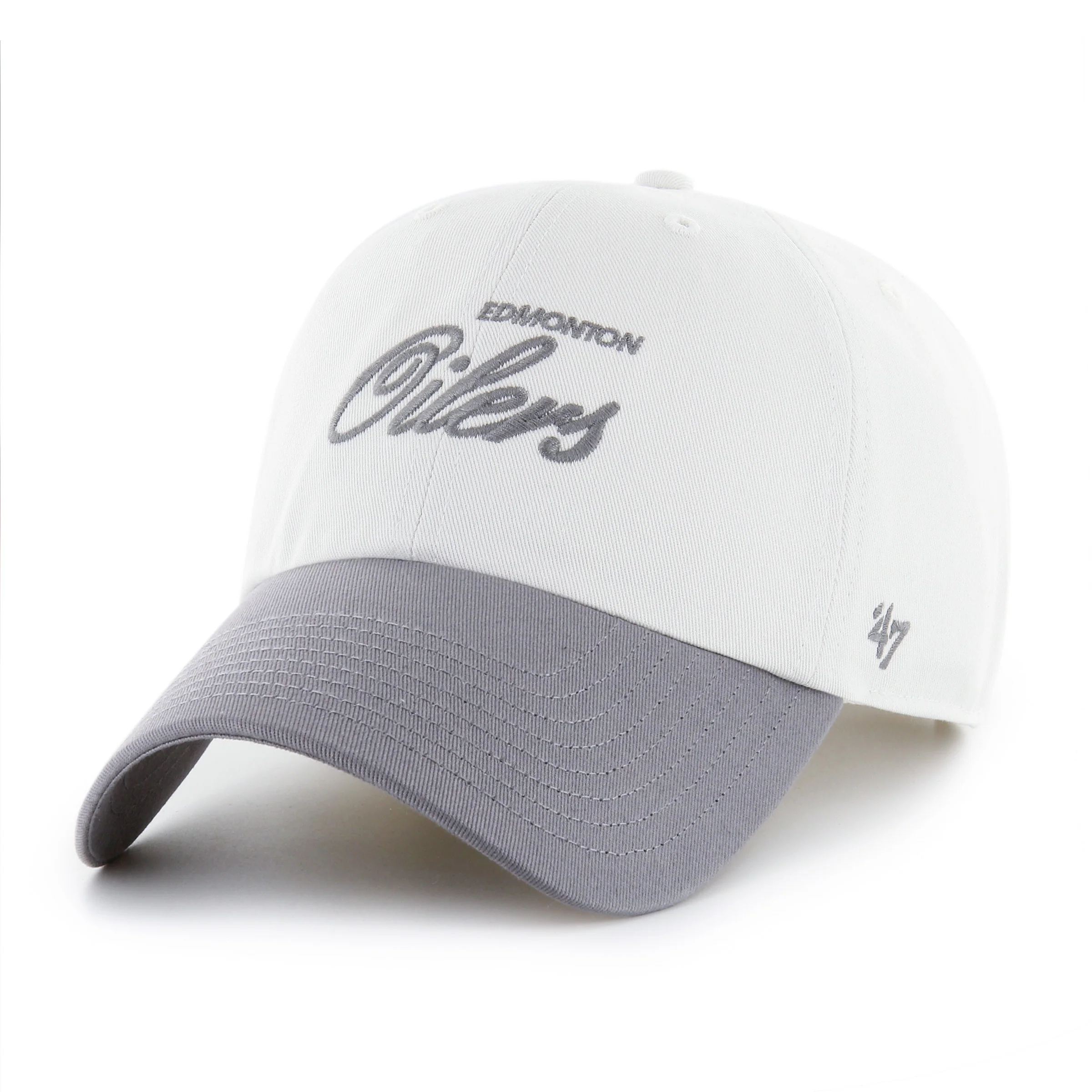 Edmonton Oilers '47 White & Grey Foundational TT Clean Up Adjustable Hat