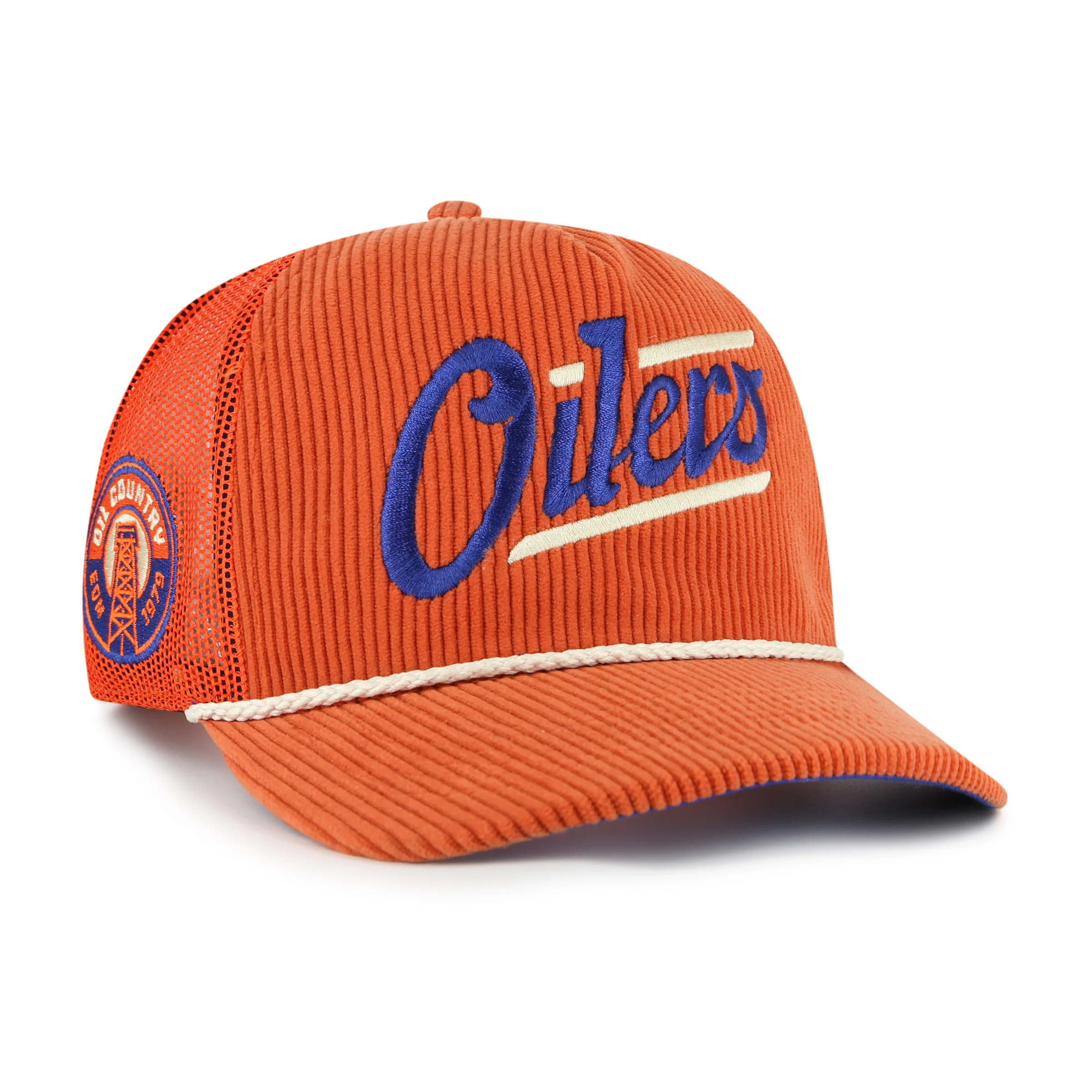 Edmonton Oilers '47 Orange Corduroy Double Header Hitch Snapback Hat - Image 3