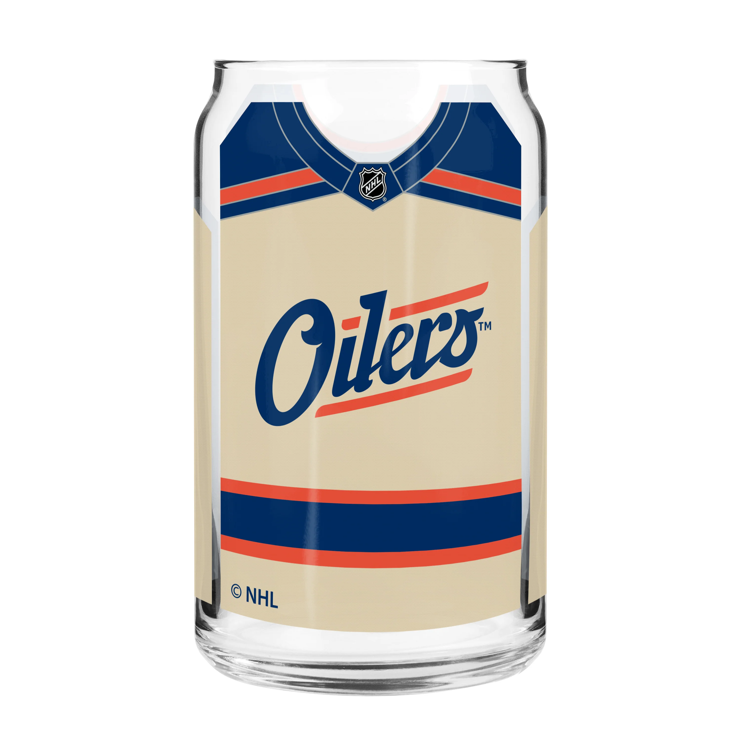 Edmonton Oilers Alternate Logo Jersey 16 oz Can Glass