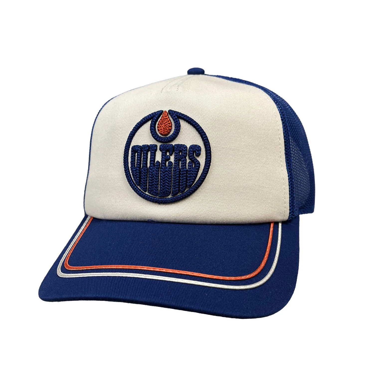 Edmonton Oilers American Needle Cream & Blue Radler Mesh Snapback Hat