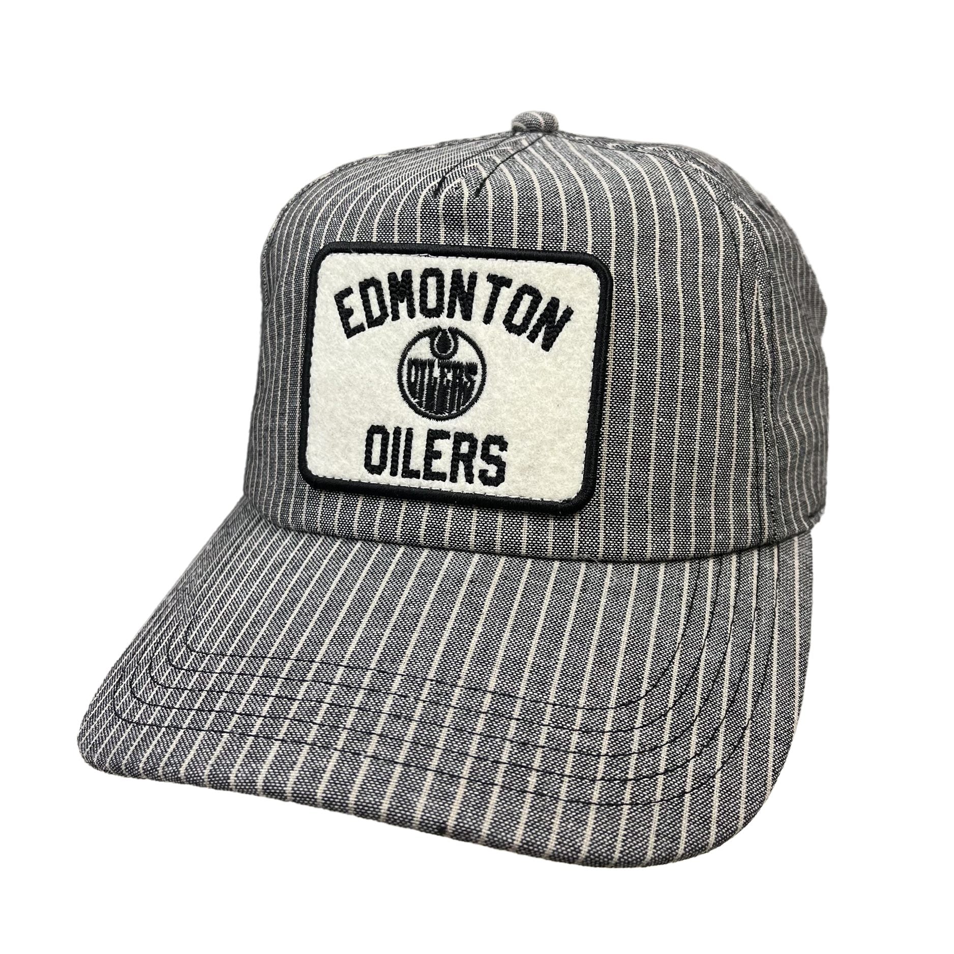 Edmonton Oilers American Needle Grey Striped Tulsa Snapback Hat