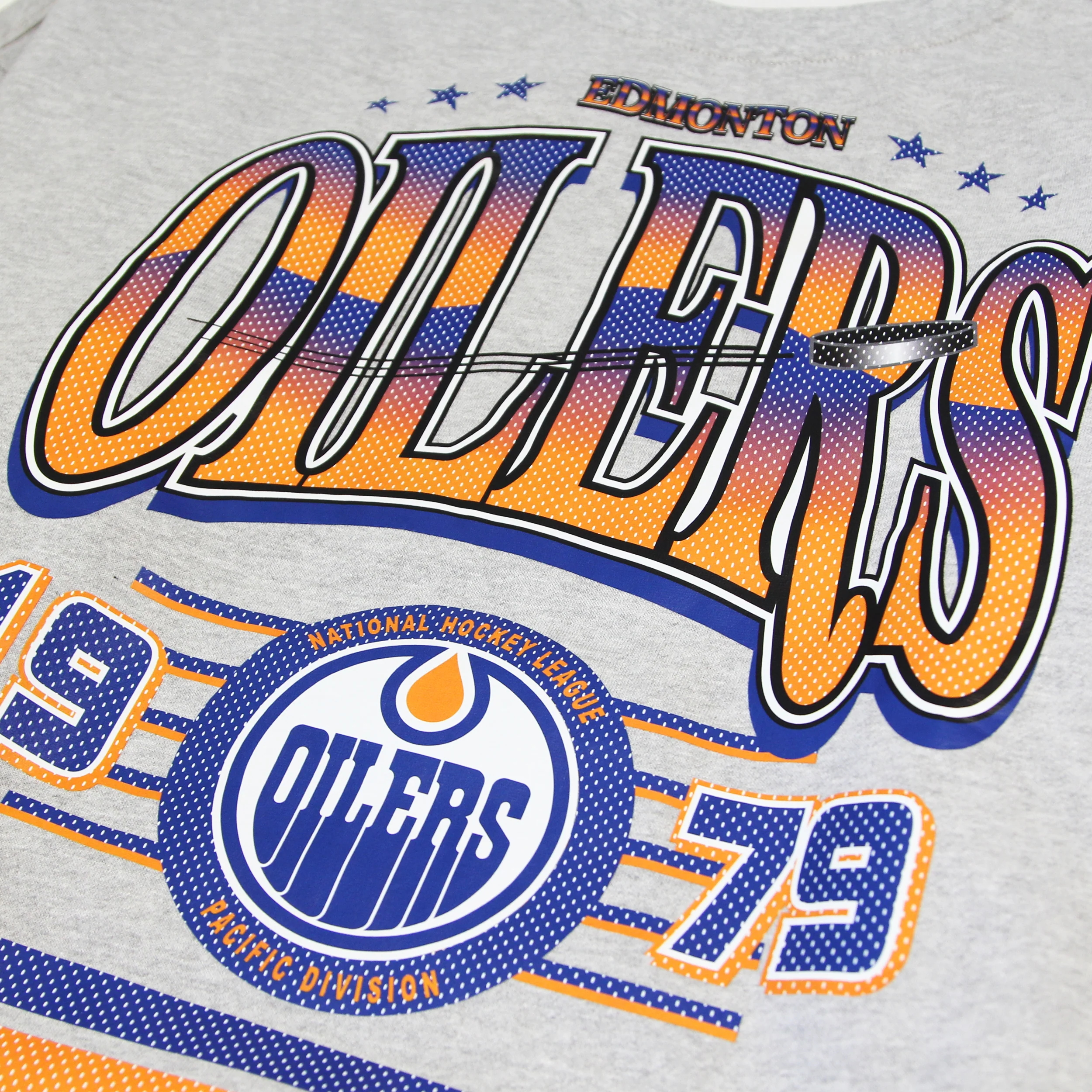 Edmonton Oilers Authmade 1979 Stripe Grey Crewneck Sweatshirt - Image 3
