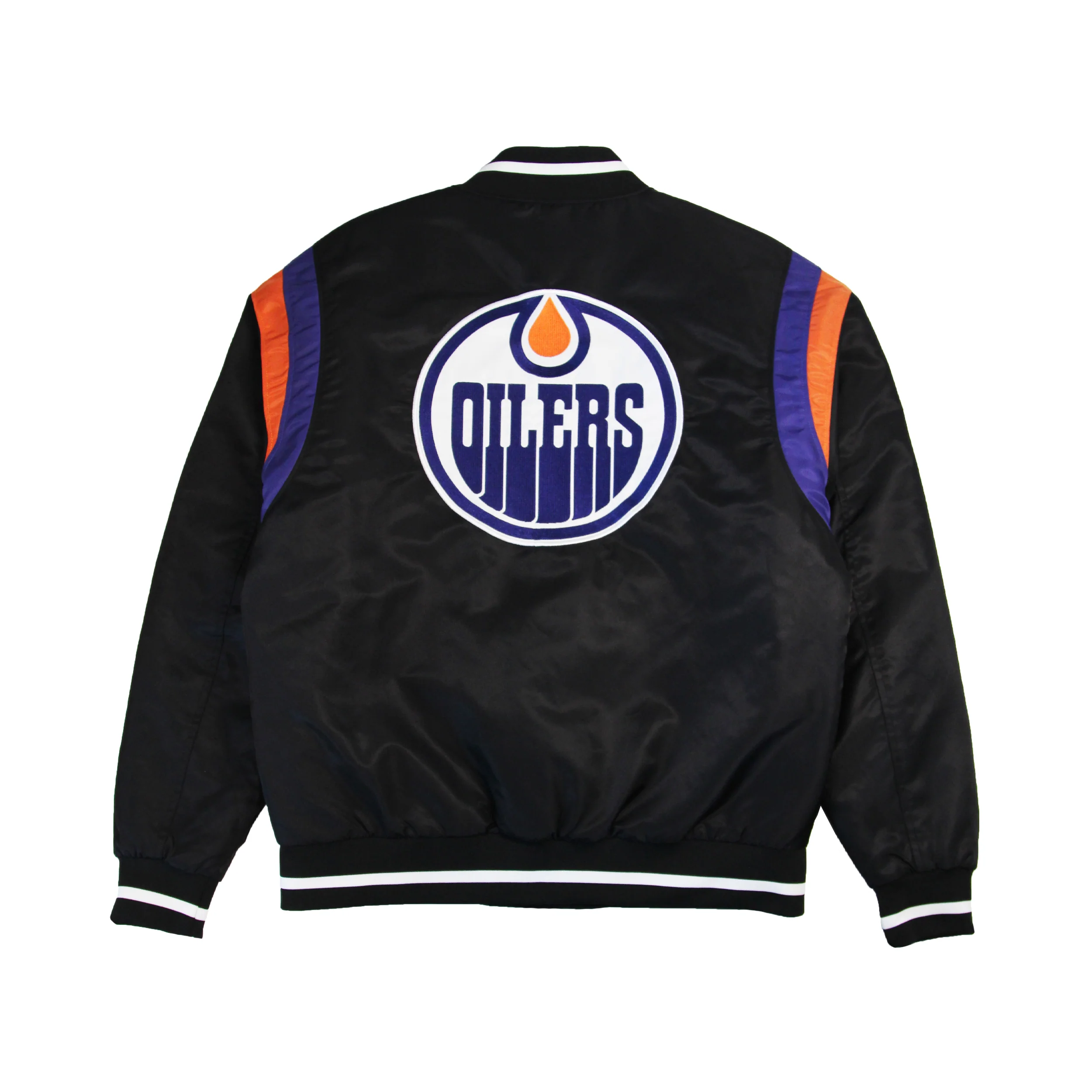 Edmonton Oilers Authmade Black Satin Full-Zip Jacket - Image 2