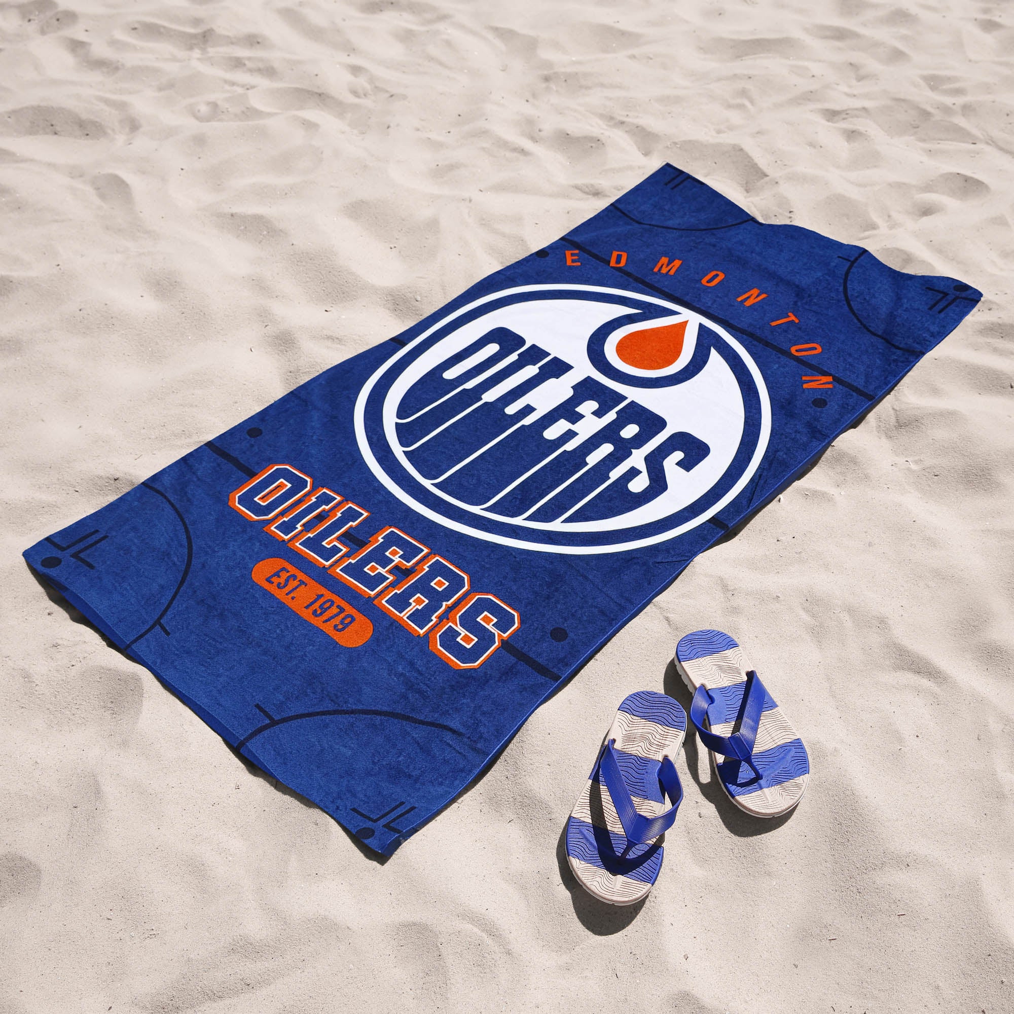 Edmonton Oilers Blue & White Home Logo 30" x 60" Beach Towel - Image 2