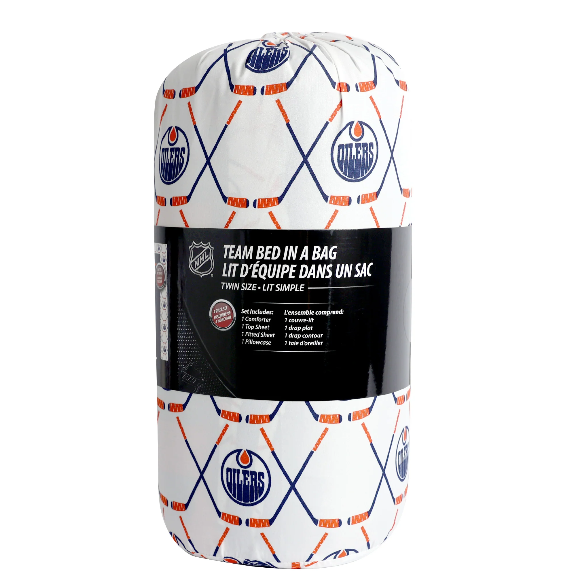 Edmonton Oilers Blue & White Home Logo Twin Bedding Set - Image 3