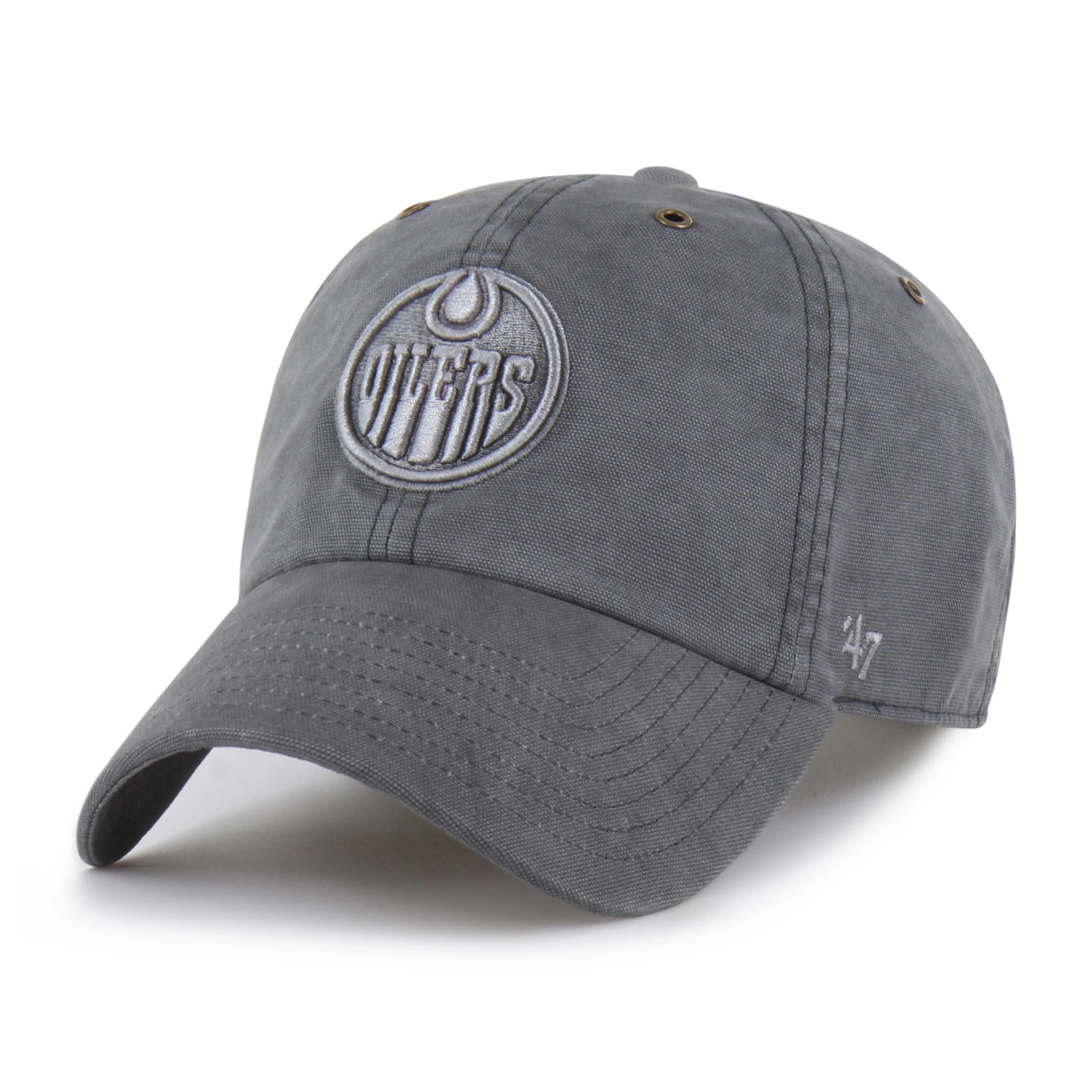 Edmonton Oilers Carhartt '47 Grey Tonal Garment Dyed Clean Up Adjustable Hat
