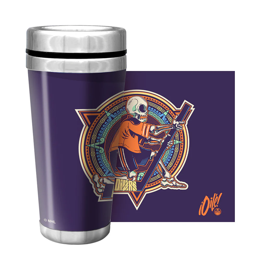 Edmonton Oilers Dia de los Muertos (Day of the Dead) 16 oz Travel Mug