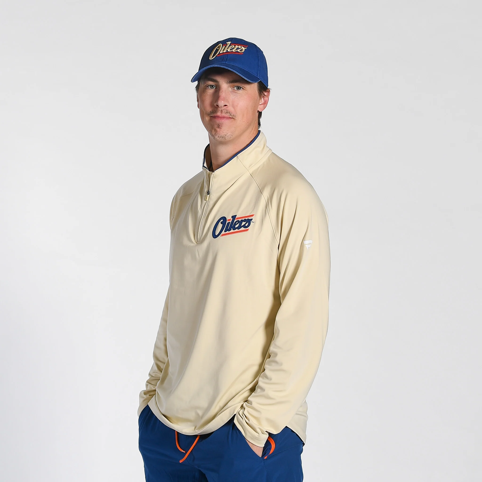 Edmonton Oilers Fanatics Authentic Pro Cream Alternate Half-Zip Sweatshirt - Image 2