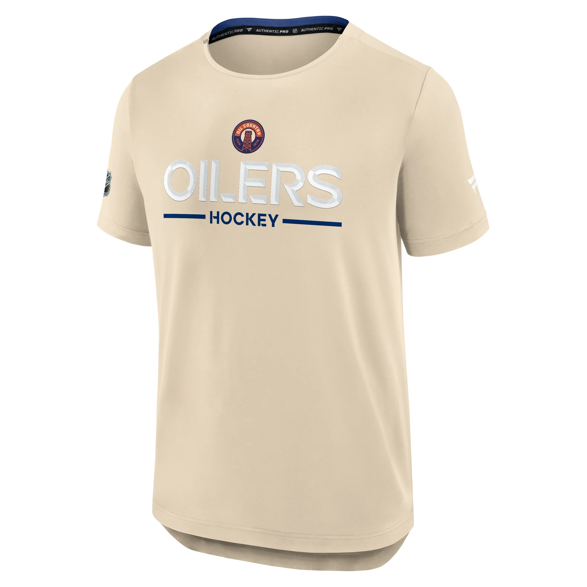 Edmonton Oilers Fanatics Authentic Pro Cream Alternate Rink Tech T-Shirt - Image 4
