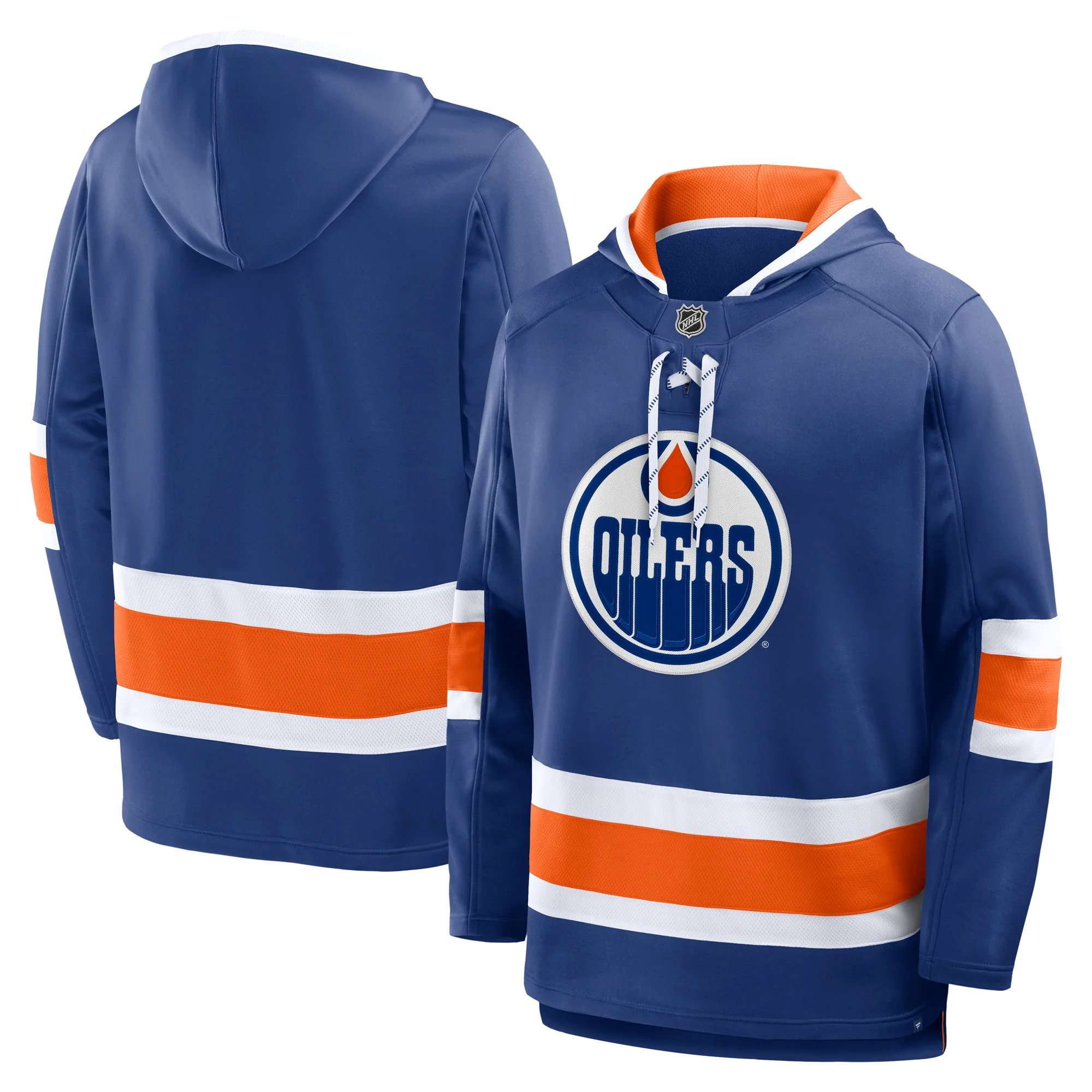 Edmonton Oilers Fanatics Blue Fleece Lace-Up Hoodie - Image 5