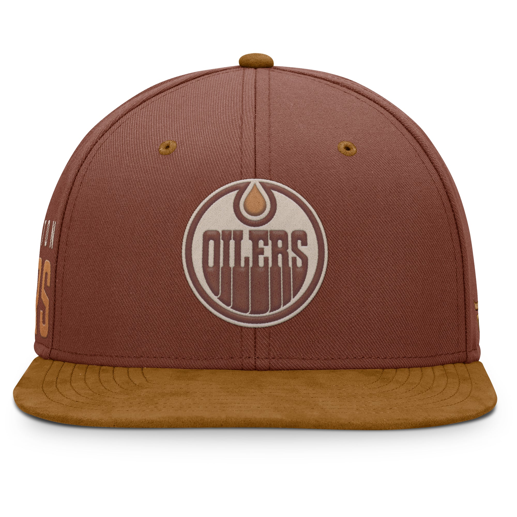 Edmonton Oilers Fanatics Brown High Crown Flat Brim Snapback Hat - Image 3