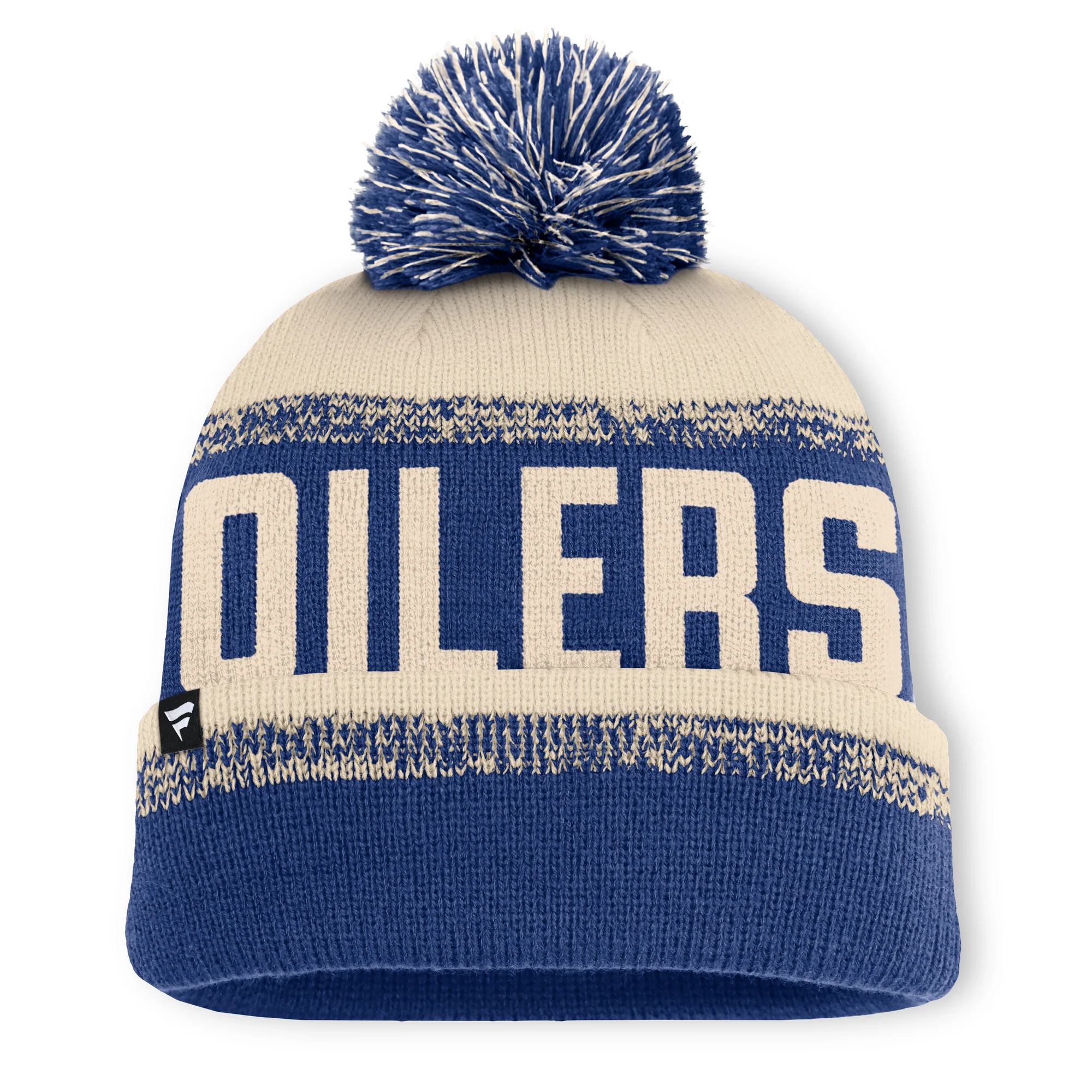 Edmonton Oilers Fanatics Cream & Blue Thrive Cuffed Toque w/Pom - Image 2