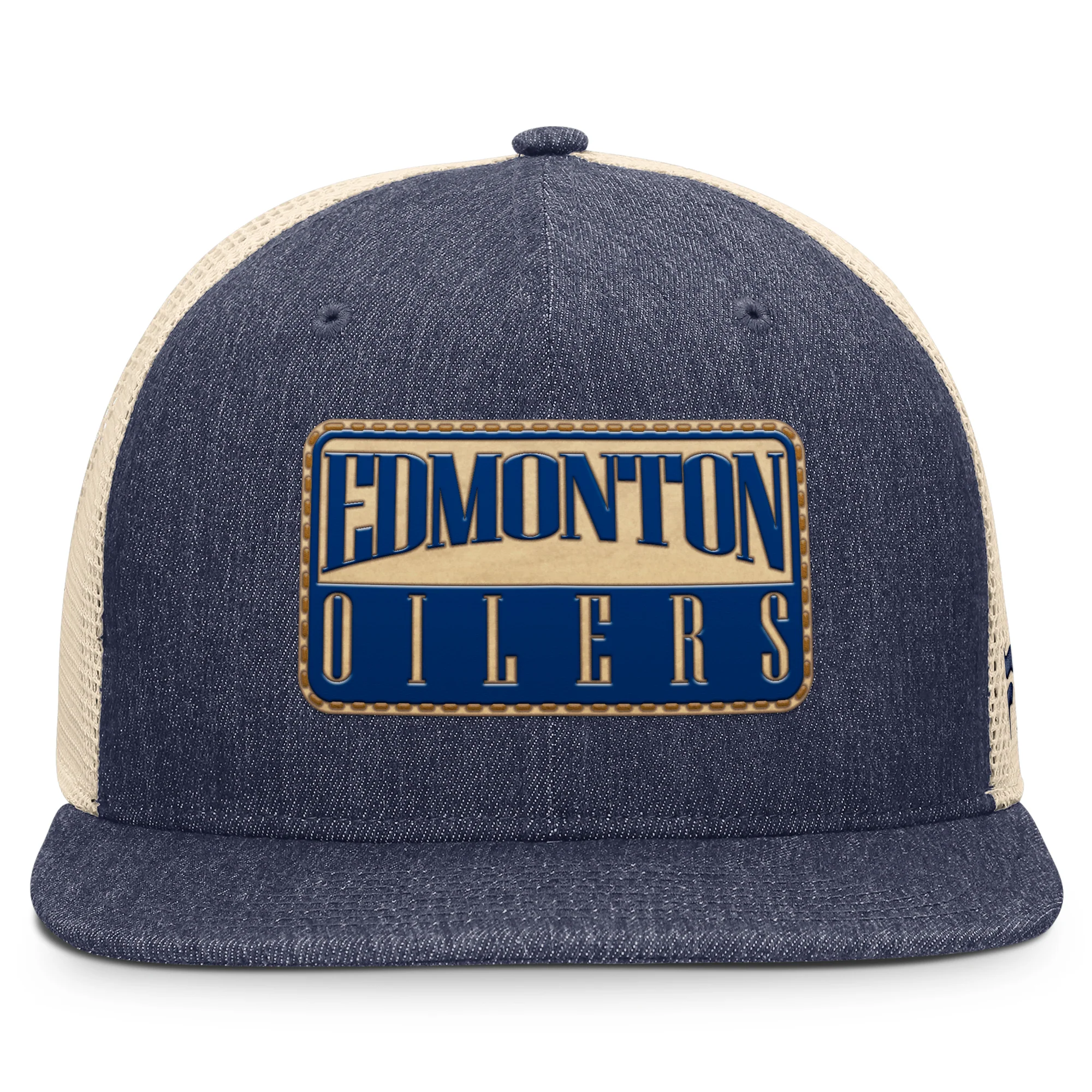 Edmonton Oilers Fanatics Denim Stockman Flatbrim Mesh Snapback Hat - Image 3
