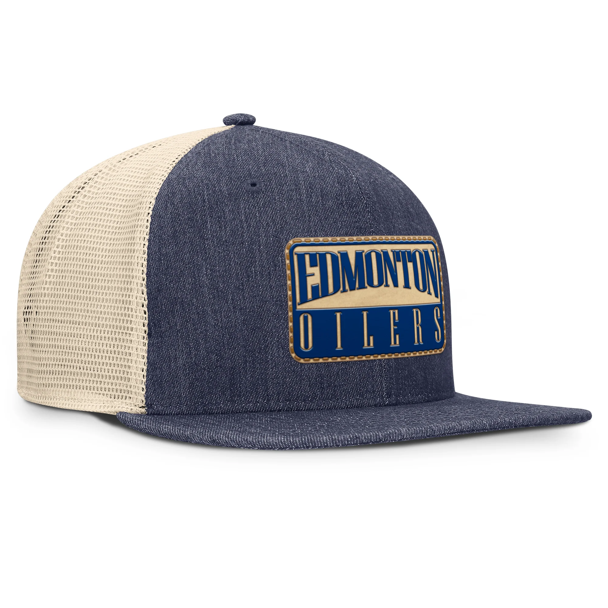 Edmonton Oilers Fanatics Denim Stockman Flatbrim Mesh Snapback Hat - Image 4