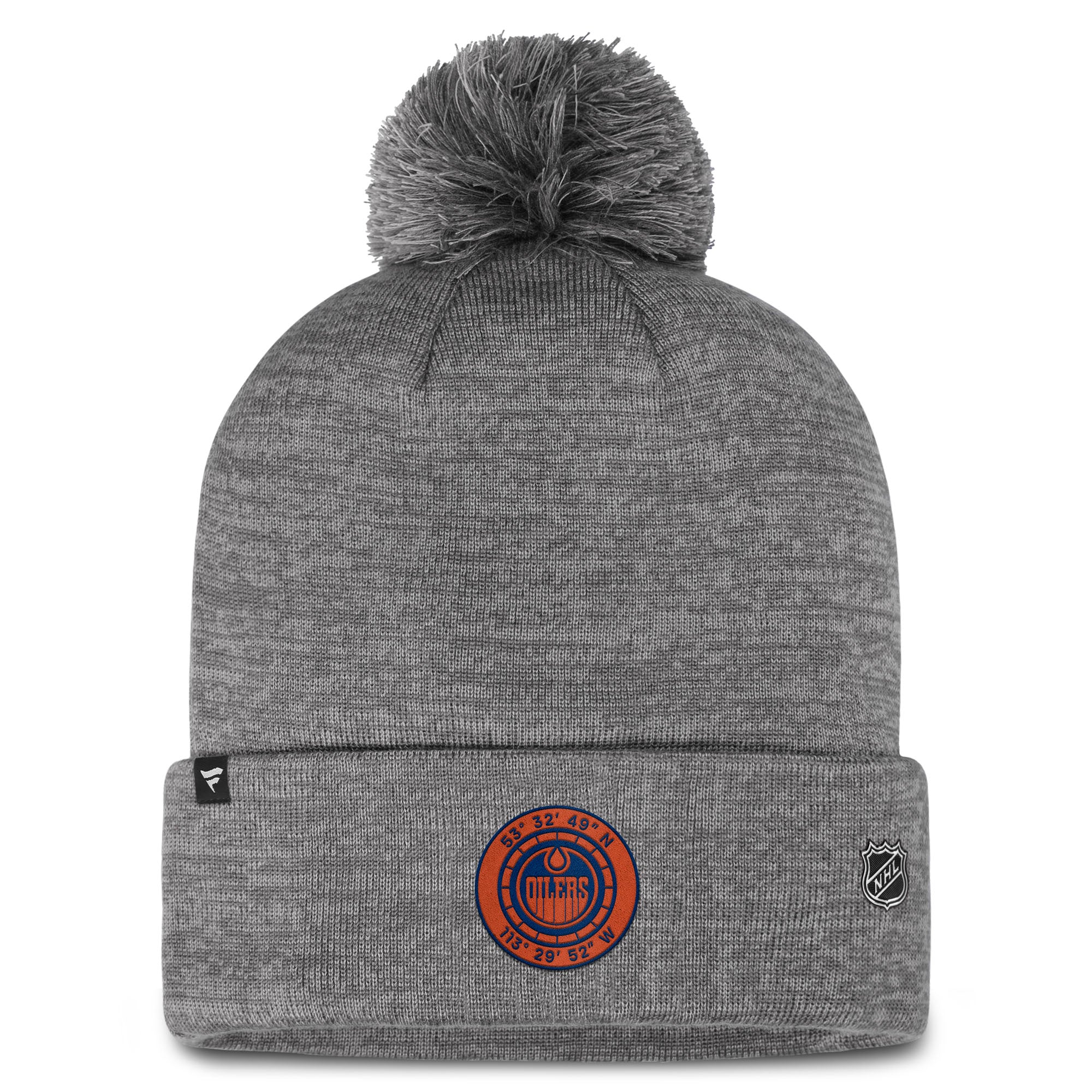 Edmonton Oilers Fanatics Grey Authentic Pro Home Ice Cuffed Toque w/ Pom - Image 2
