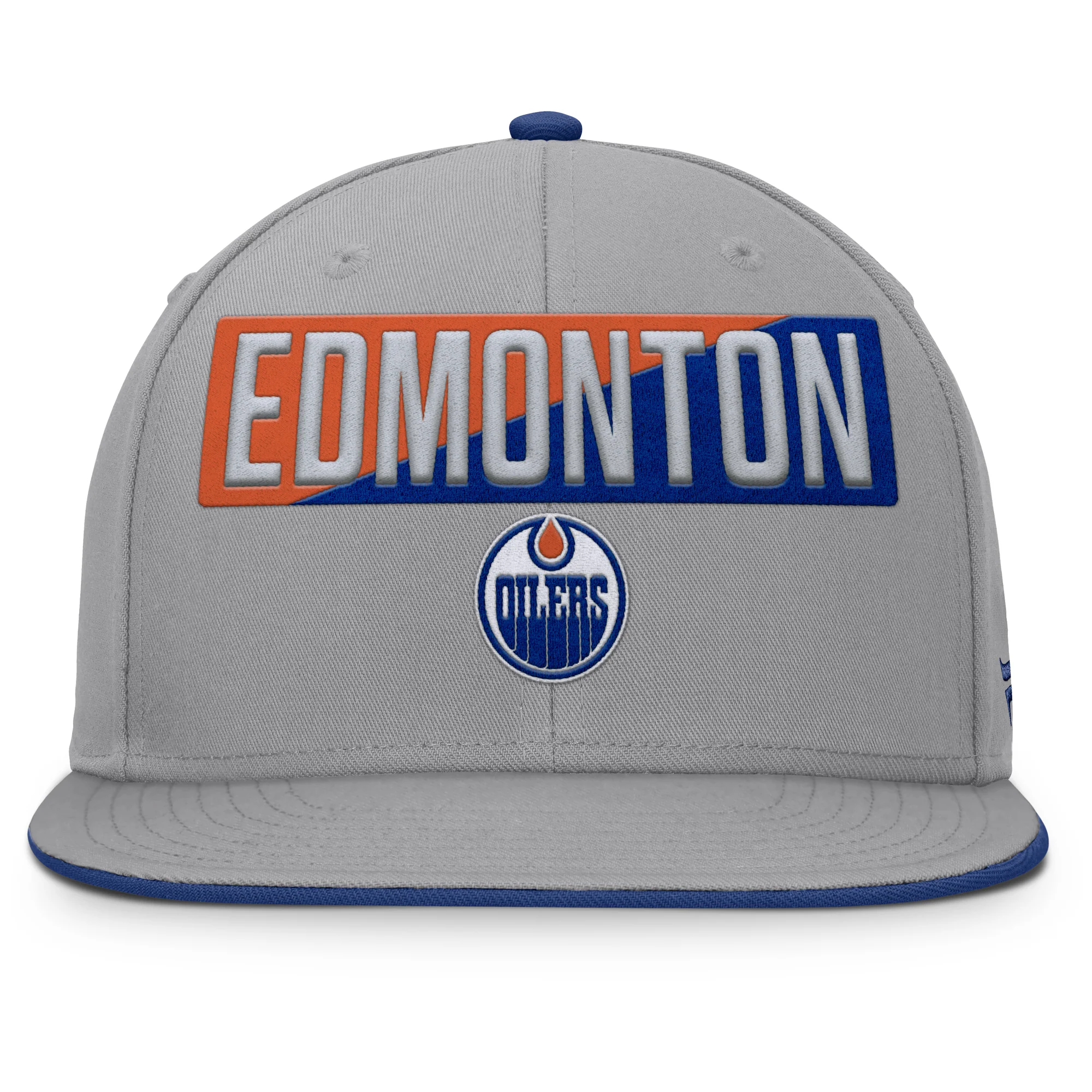 Edmonton Oilers Fanatics Grey Duo Flat Brim Snapback Hat - Image 4