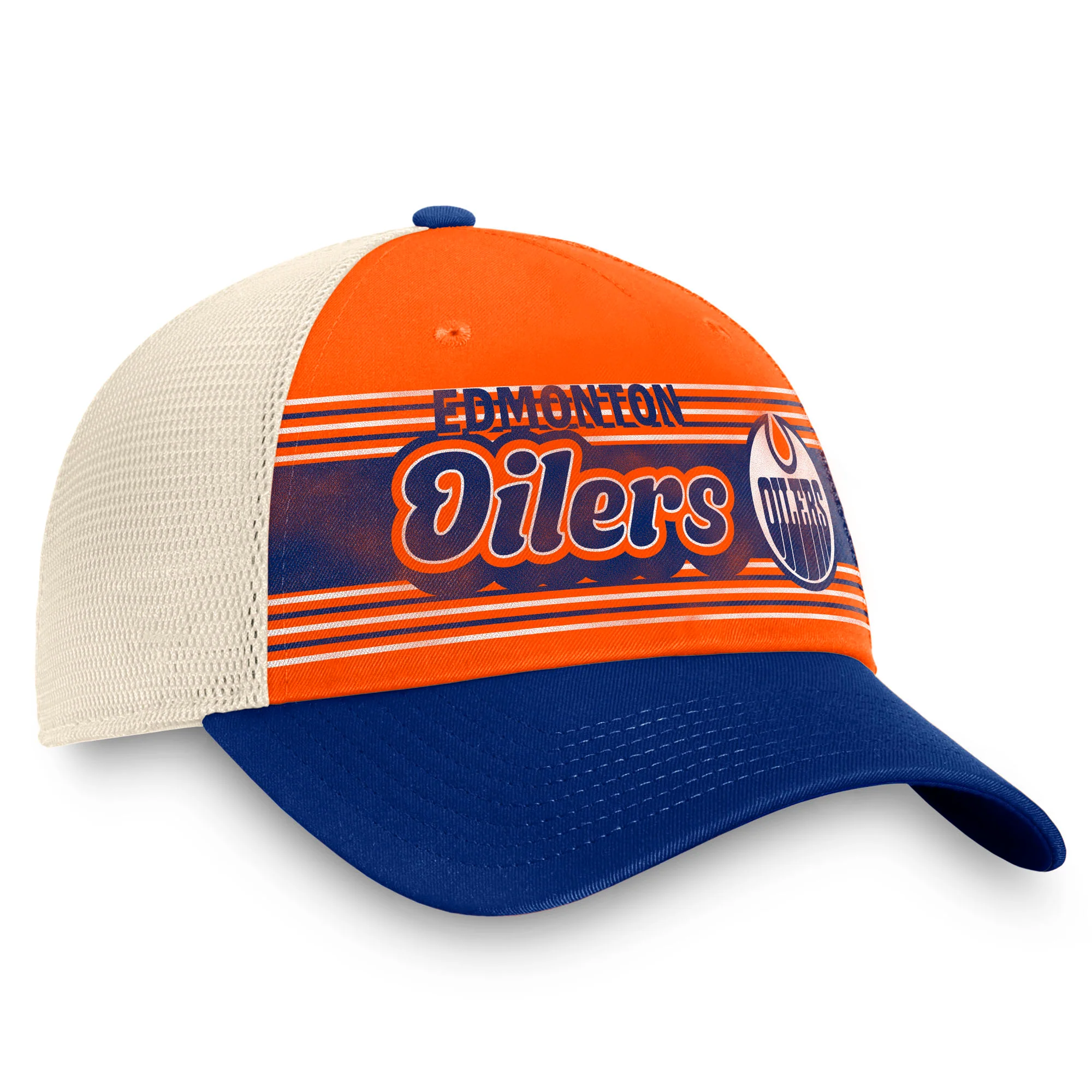 Edmonton Oilers Fanatics Heritage Orange & White 5-Panel Meshback Snapback Hat - Image 3