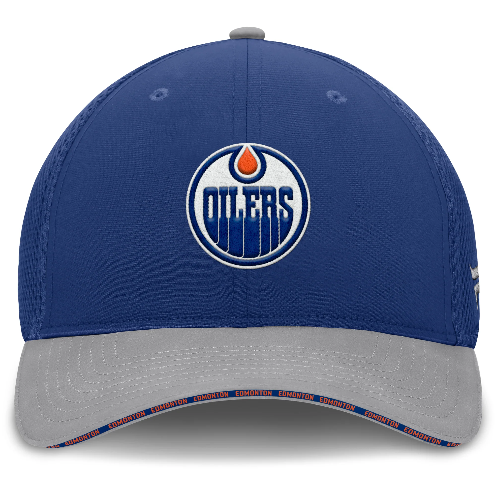 Edmonton Oilers Fanatics Span Spacer Blue Mesh Flex Fit Hat - Image 3