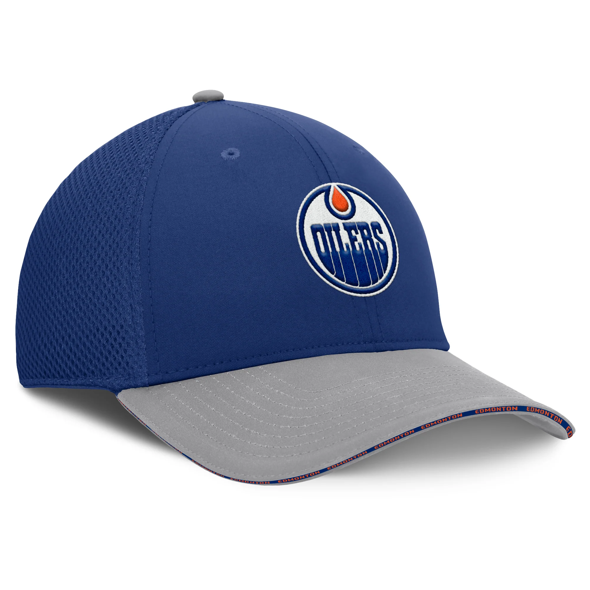 Edmonton Oilers Fanatics Span Spacer Blue Mesh Flex Fit Hat - Image 4