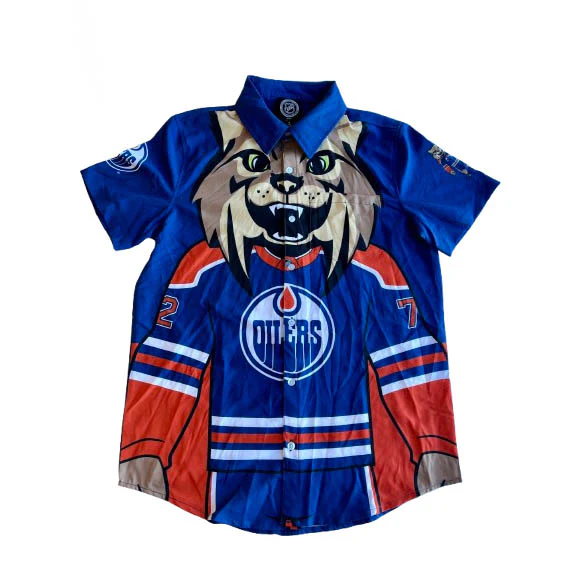 Edmonton Oilers Forever Collectibles Hunter Mascot Blue Button Up Shirt