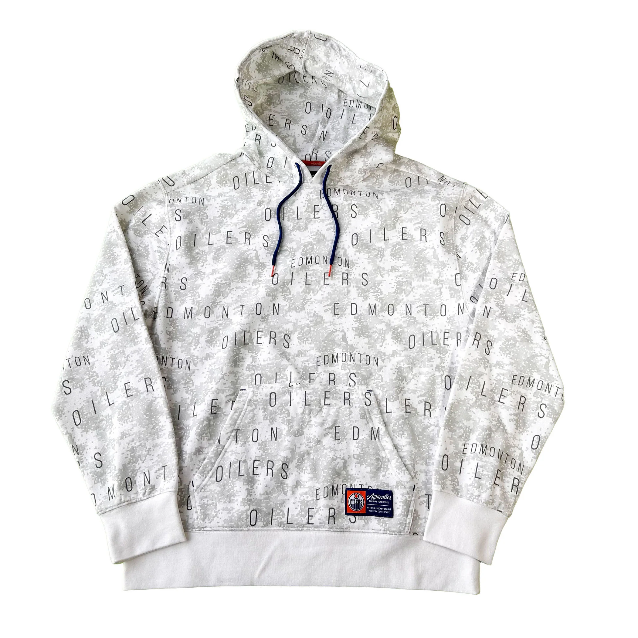 Edmonton Oilers Unisex Authentics Grey & White All Over Printed Hoodie - Image 2