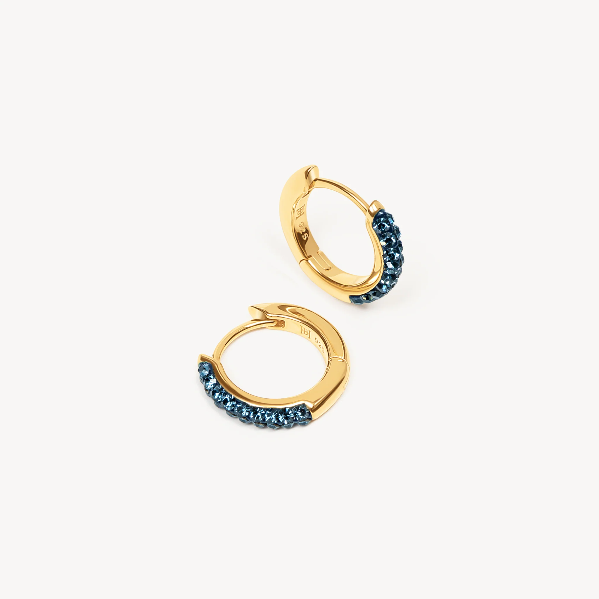 Edmonton Oilers Hillberg & Berk Navy Always On Sparkle Hoop Earrings - Image 3