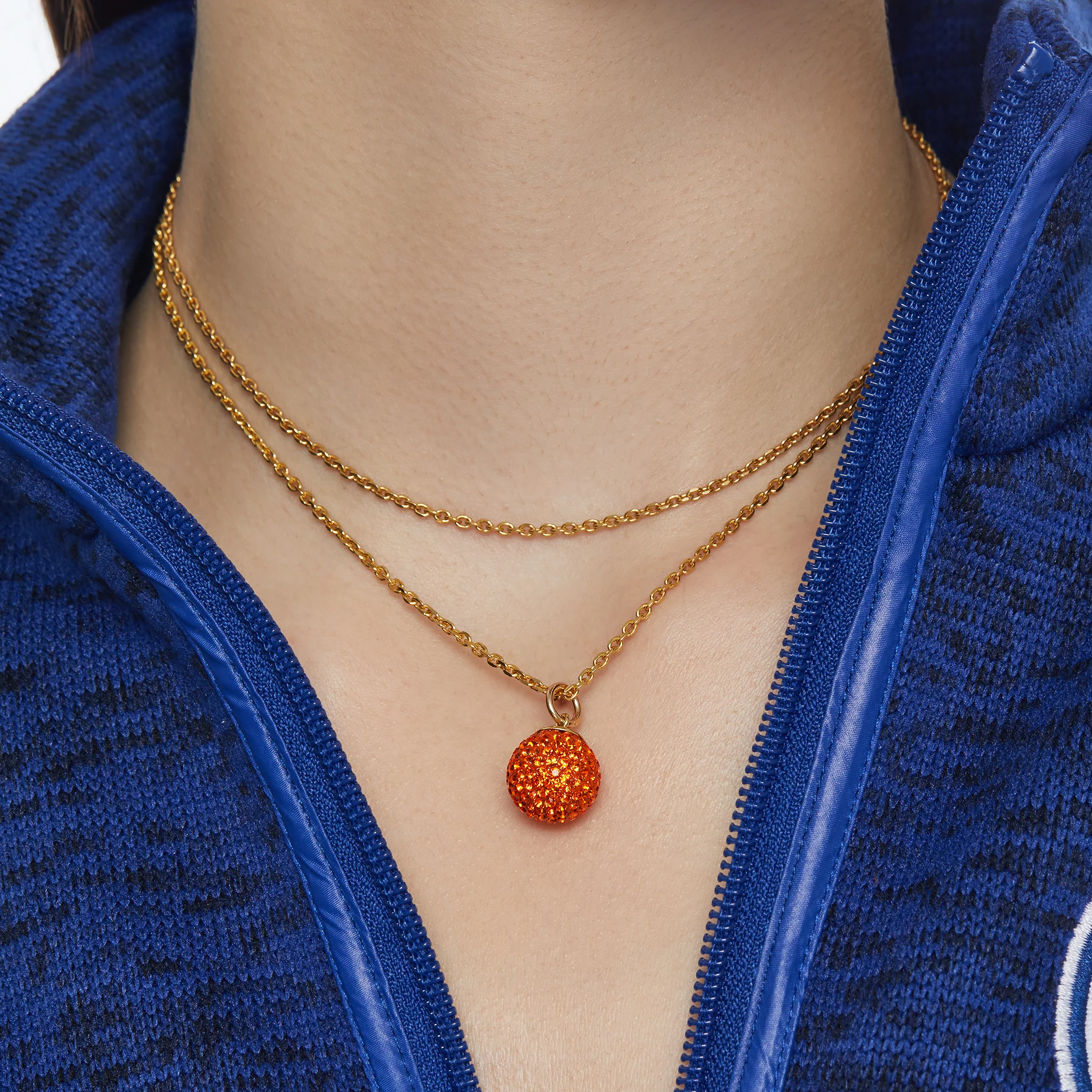 Edmonton Oilers Hillberg & Berk Orange Sparkle Ball Necklace - Image 2