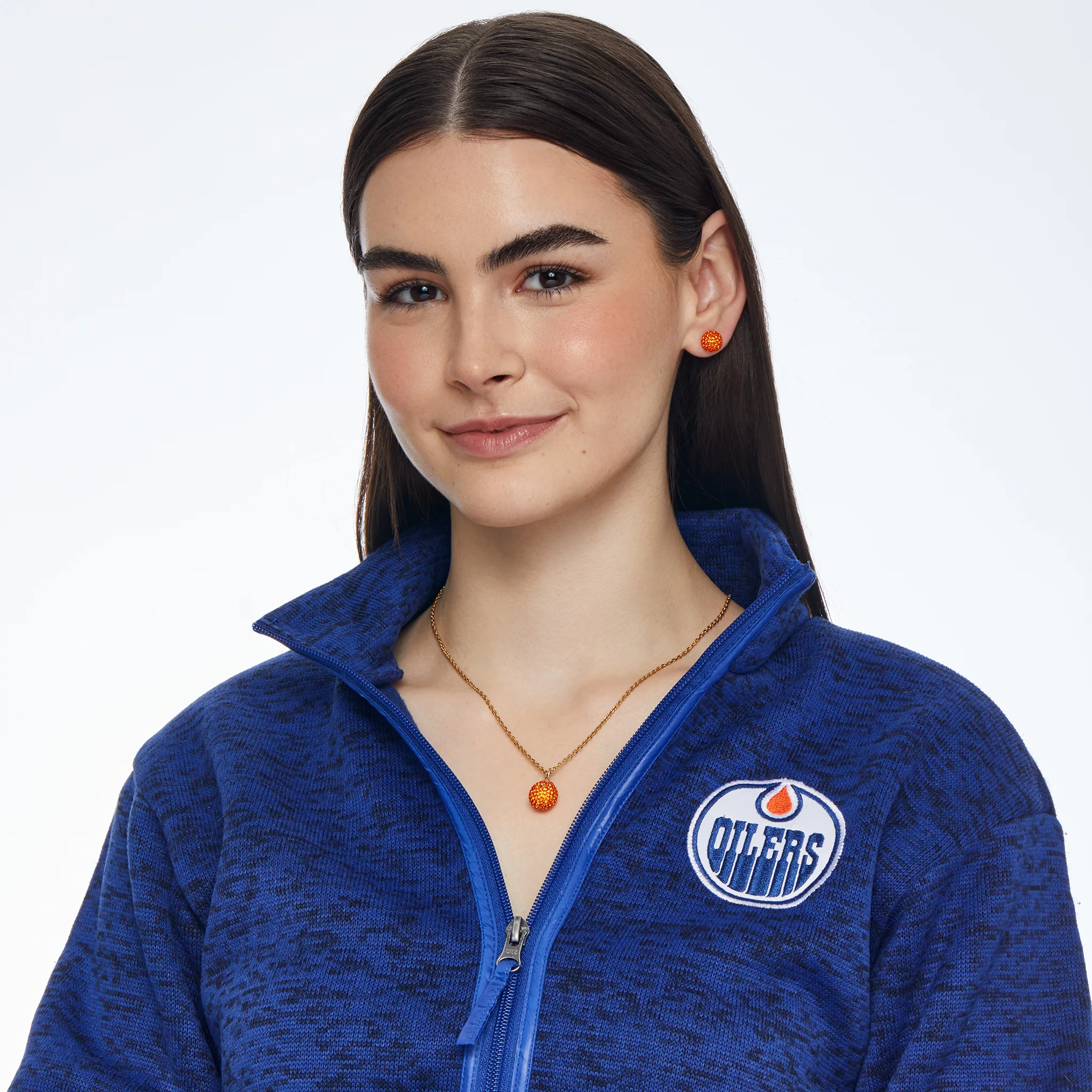Edmonton Oilers Hillberg & Berk Orange Sparkle Ball Necklace - Image 3