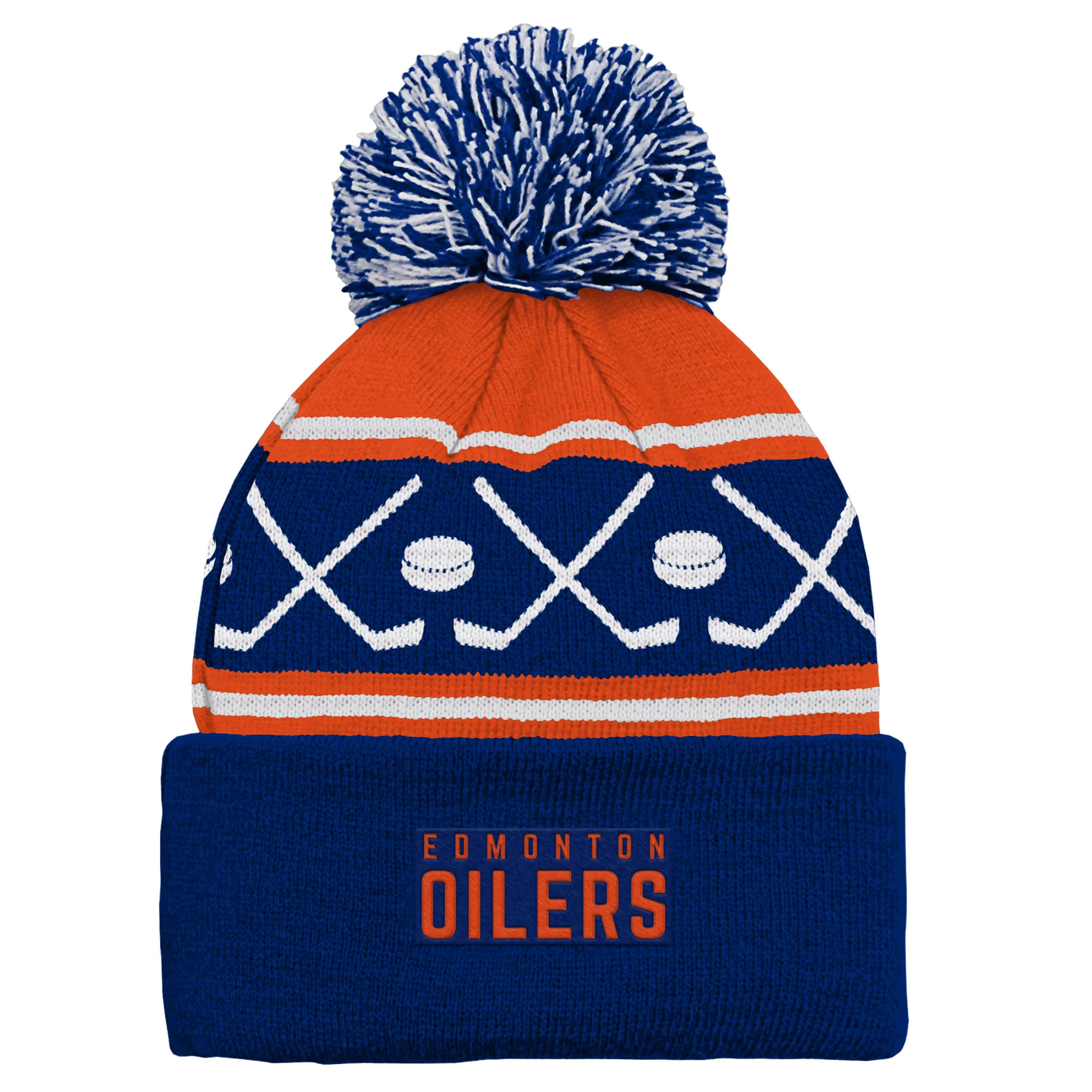 Edmonton Oilers Infant Outerstuff Blue Faceoff Toque W/Pom - Image 2