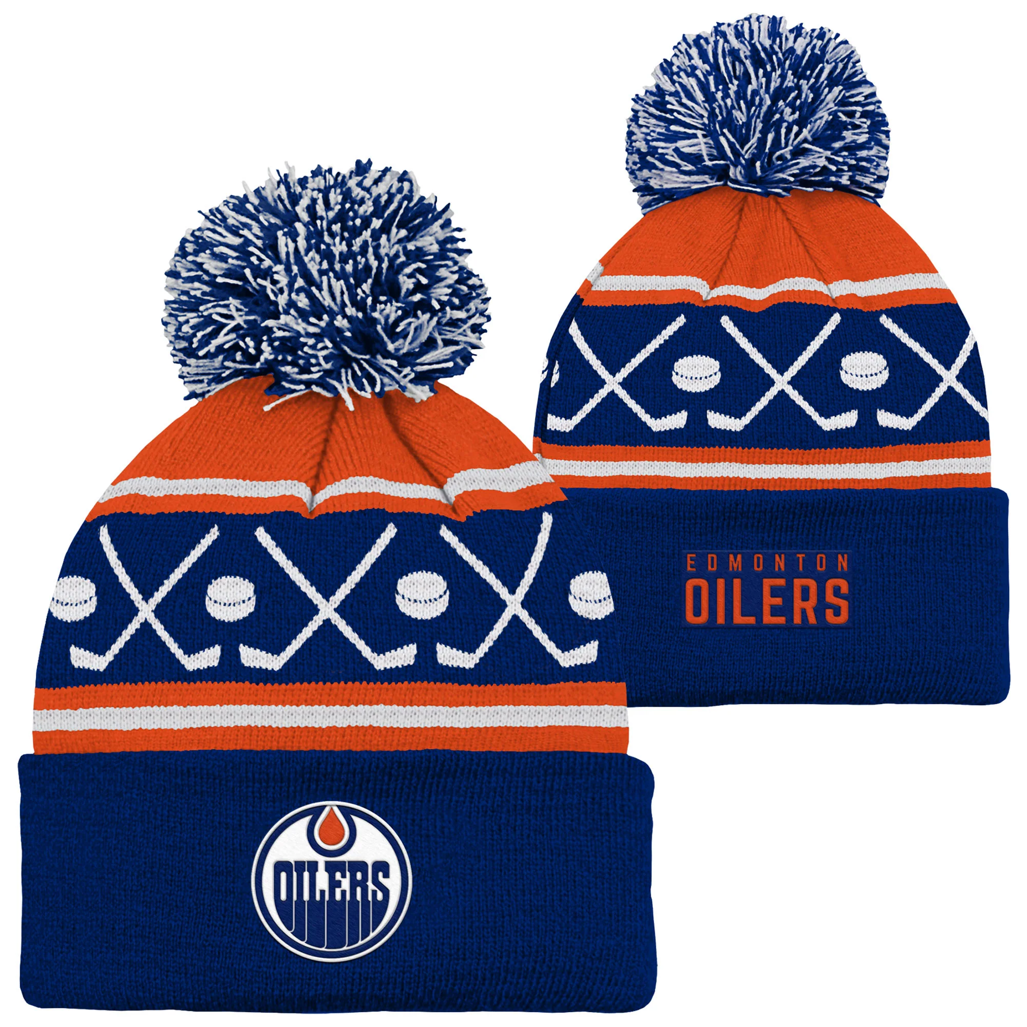 Edmonton Oilers Infant Outerstuff Blue Faceoff Toque W/Pom - Image 3