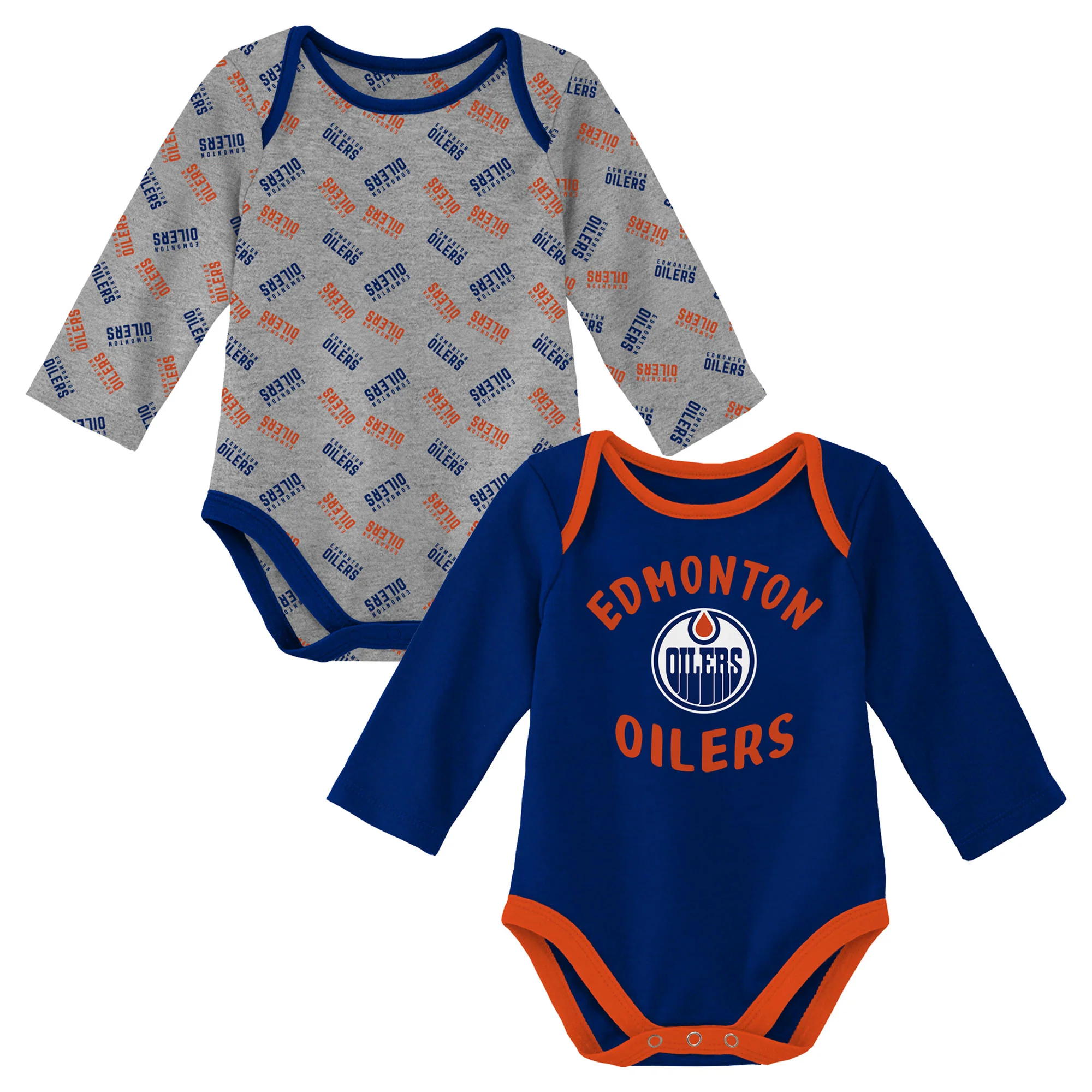 Edmonton Oilers Infant Outerstuff Triple Double Blue & Grey Long Sleeve 2 Piece Creeper Set - Image 3