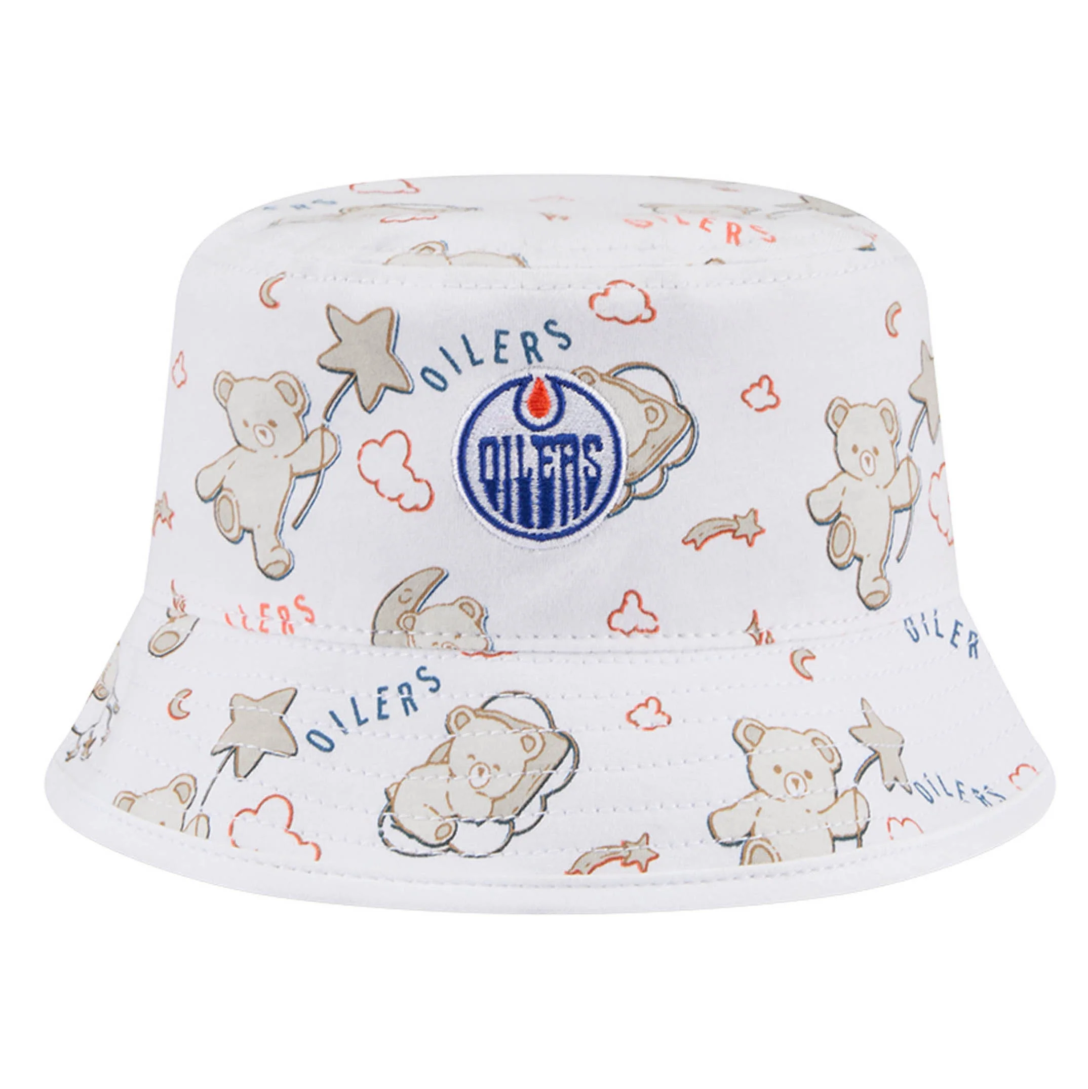 Edmonton Oilers Kid's New Era Teddy White Bucket Hat