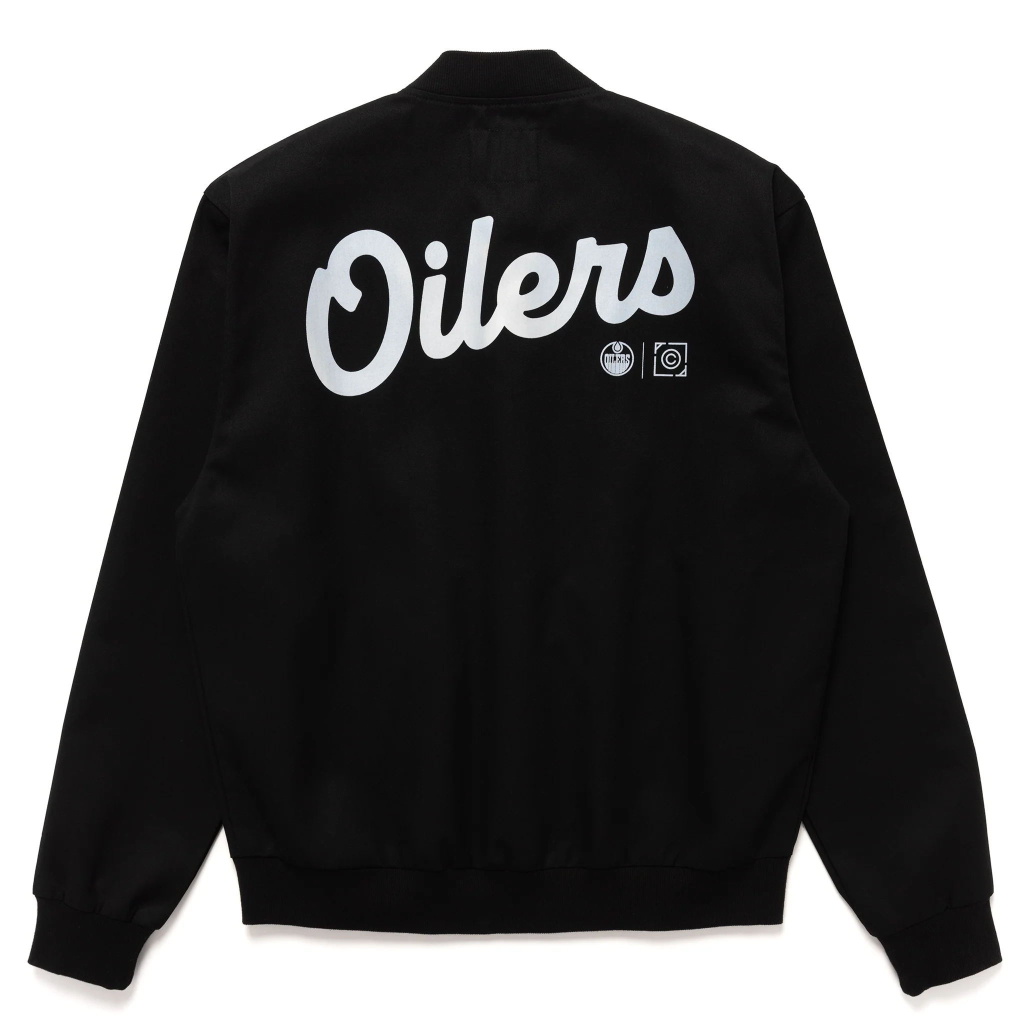 Edmonton Oilers Local Soft Goods Black Vintage Script Bomber Jacket - Image 2