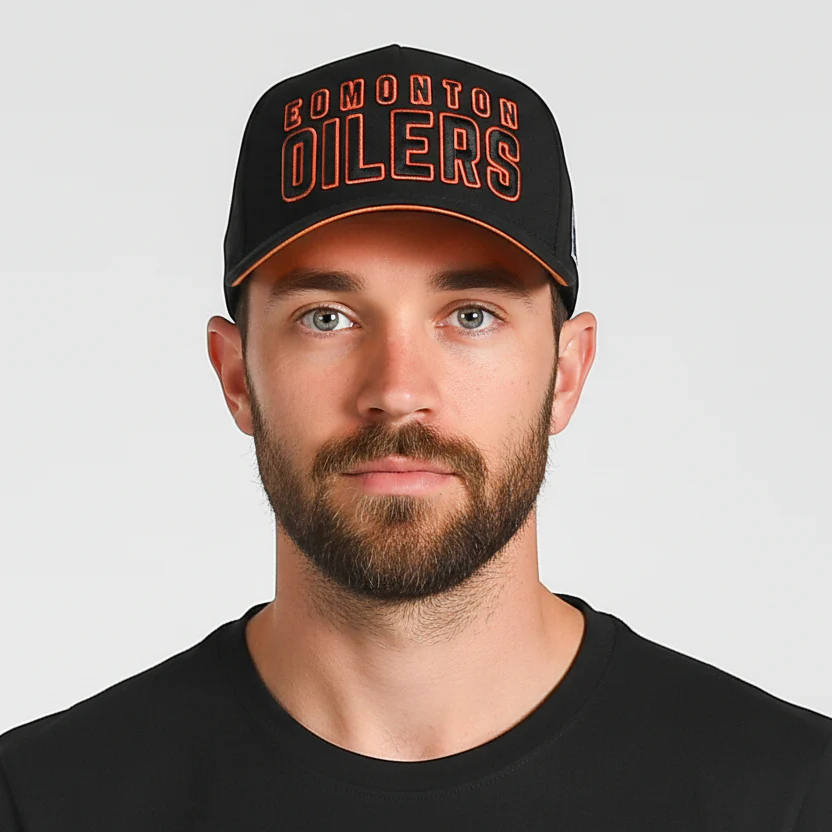 Edmonton Oilers Mitchell & Ness Black Classic Act Pro Pinch Snapback Hat